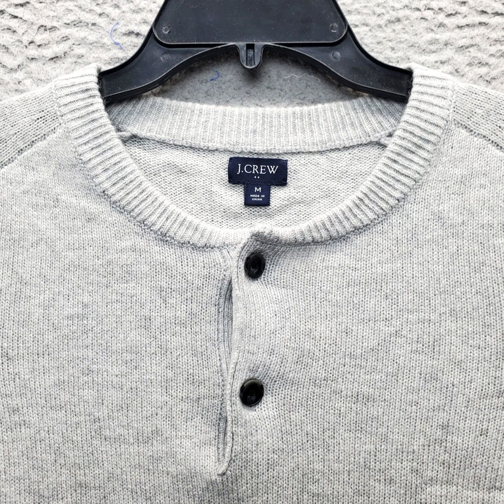 J.Crew J.CREW Henley Sweater Mens M Gray Lambswool Raglan Pullover Size US M / EU 48-50 / 2 - 7 Thumbnail