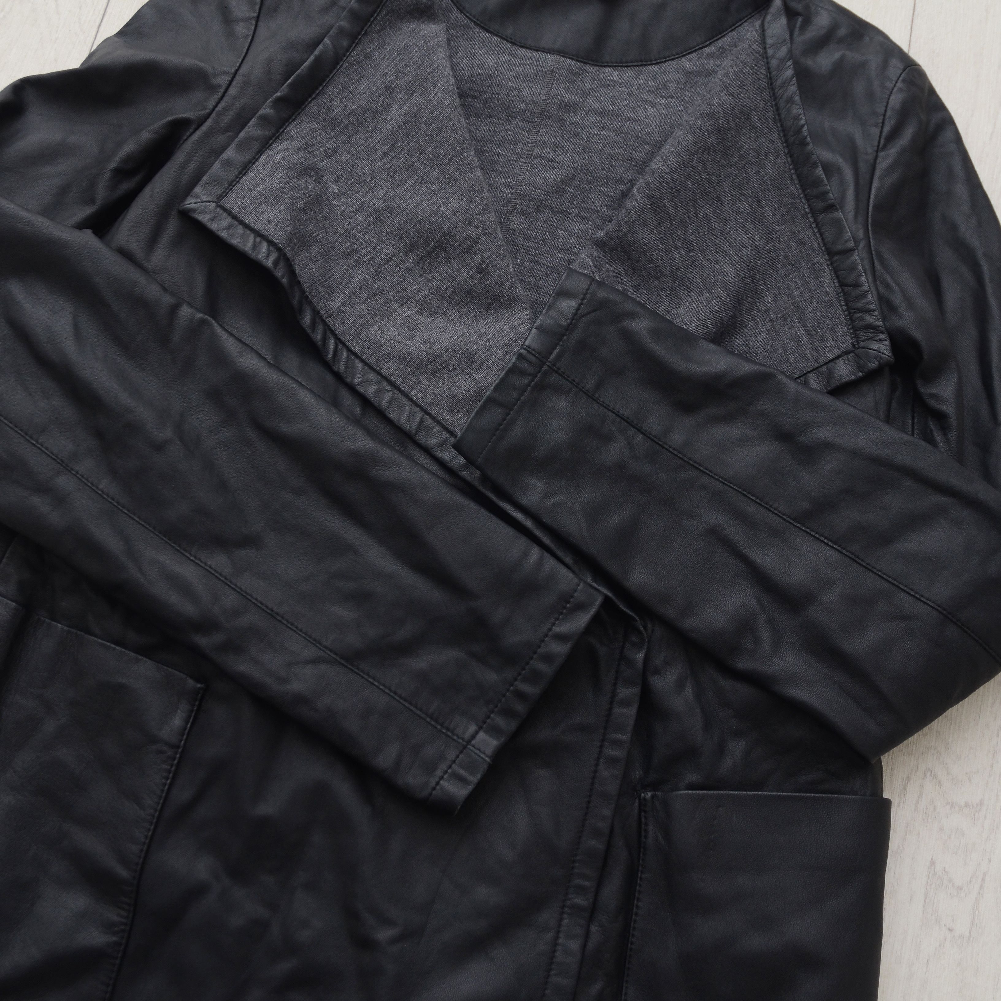 Akris AKRIS Punto Black Leather Jacket 100% Lamb Nappa Wool Lining Size S / US 4 / IT 40 - 7 Thumbnail