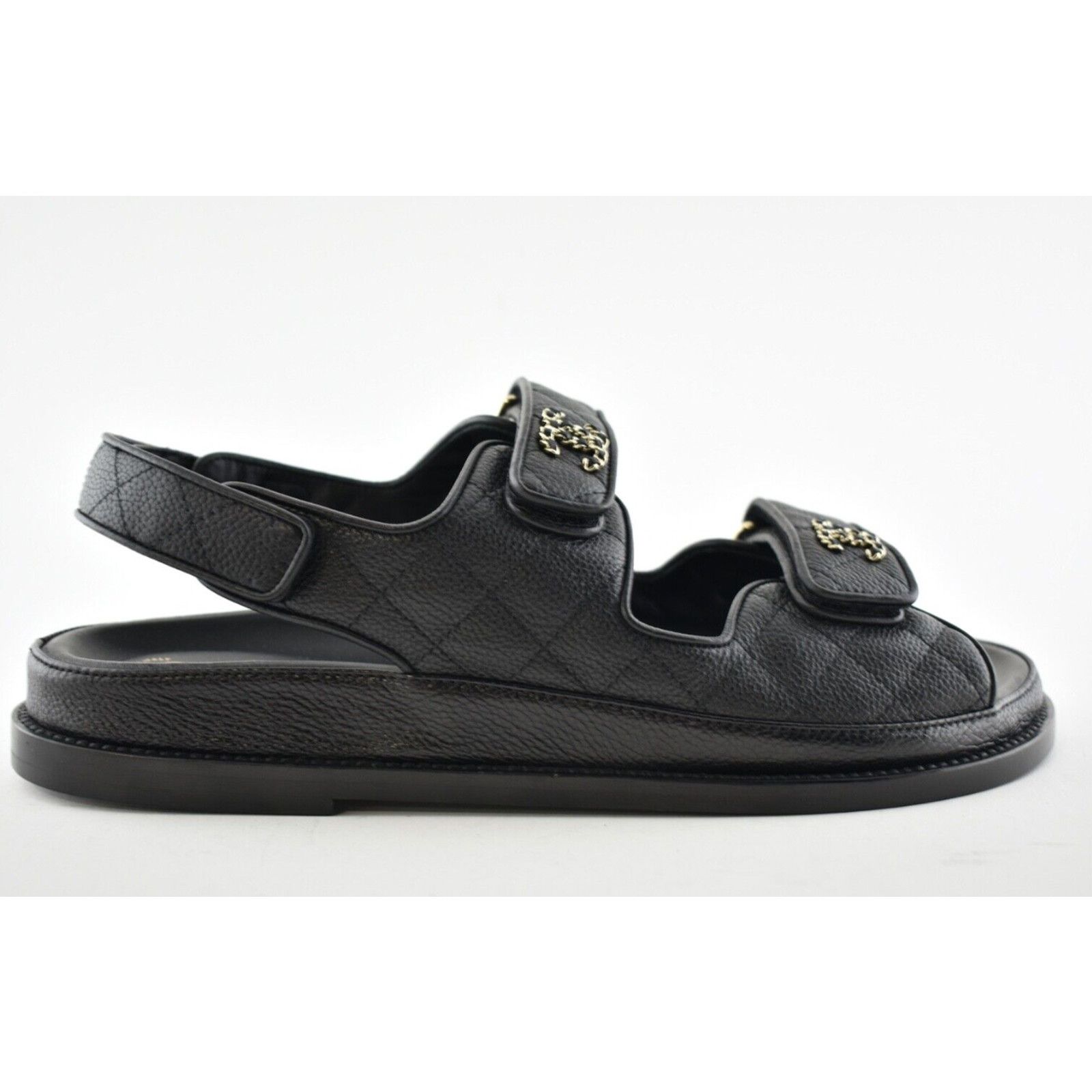Chanel Chanel REV Black Caviar Gold CC Logo Mule Slide Strap Flat Size US 6.5 / IT 36.5 - 2 Thumbnail