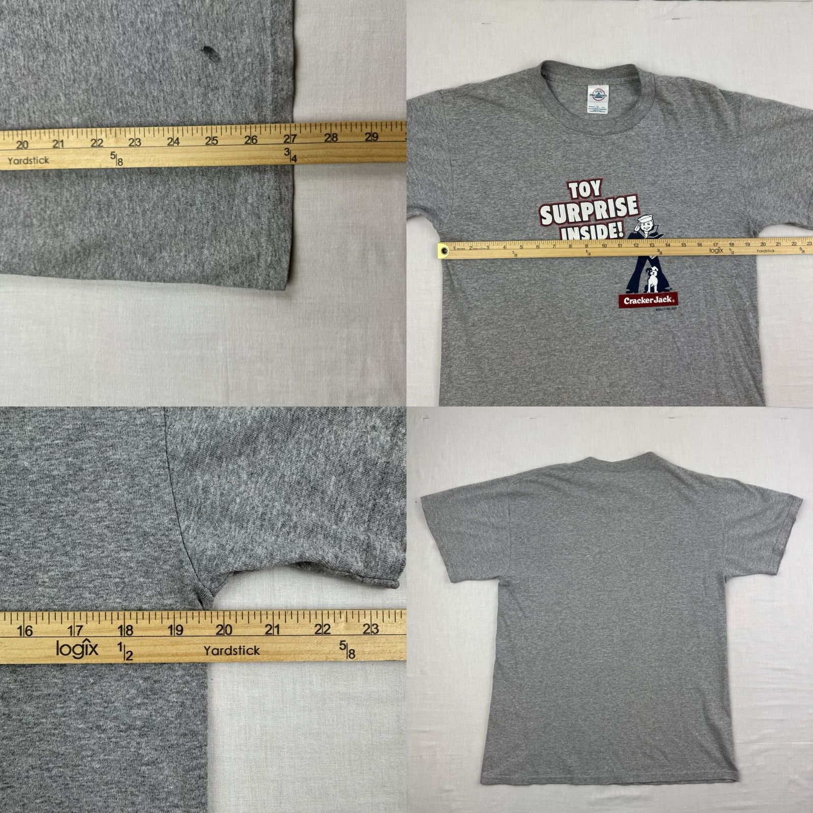 Delta VINTAGE Cracker Jack Promo T Shirt Adult Medium Gray Y2K Snacks Mens Size US M / EU 48-50 / 2 - 8 Thumbnail