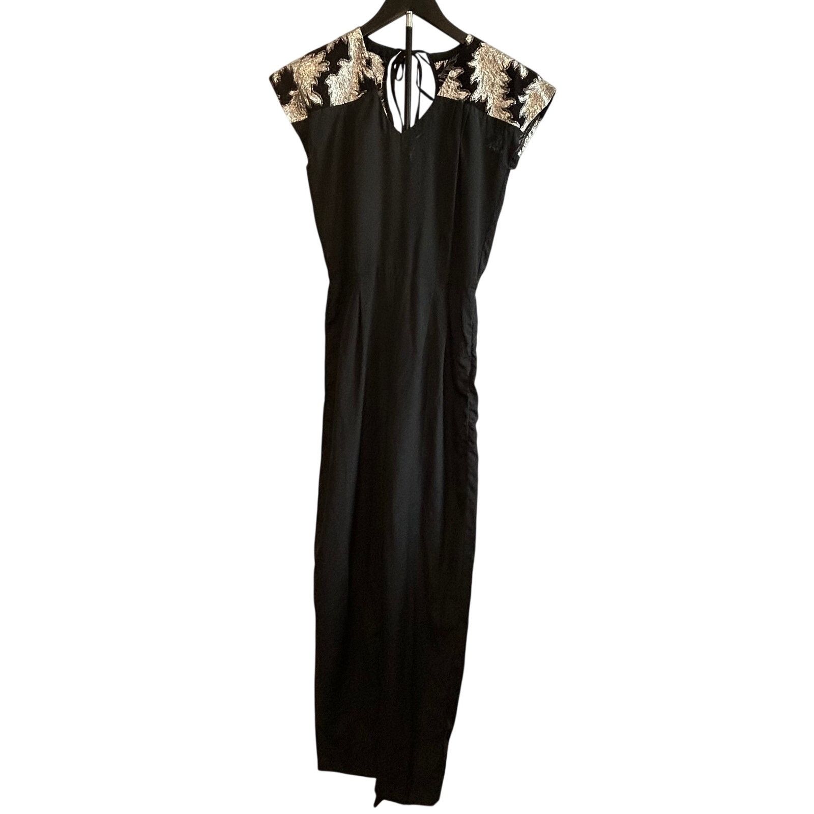 Other VTG Silver Black Metallic Brocade Jumpsuit Matching Jacket Size 28" / US 6 / IT 42 - 9 Thumbnail