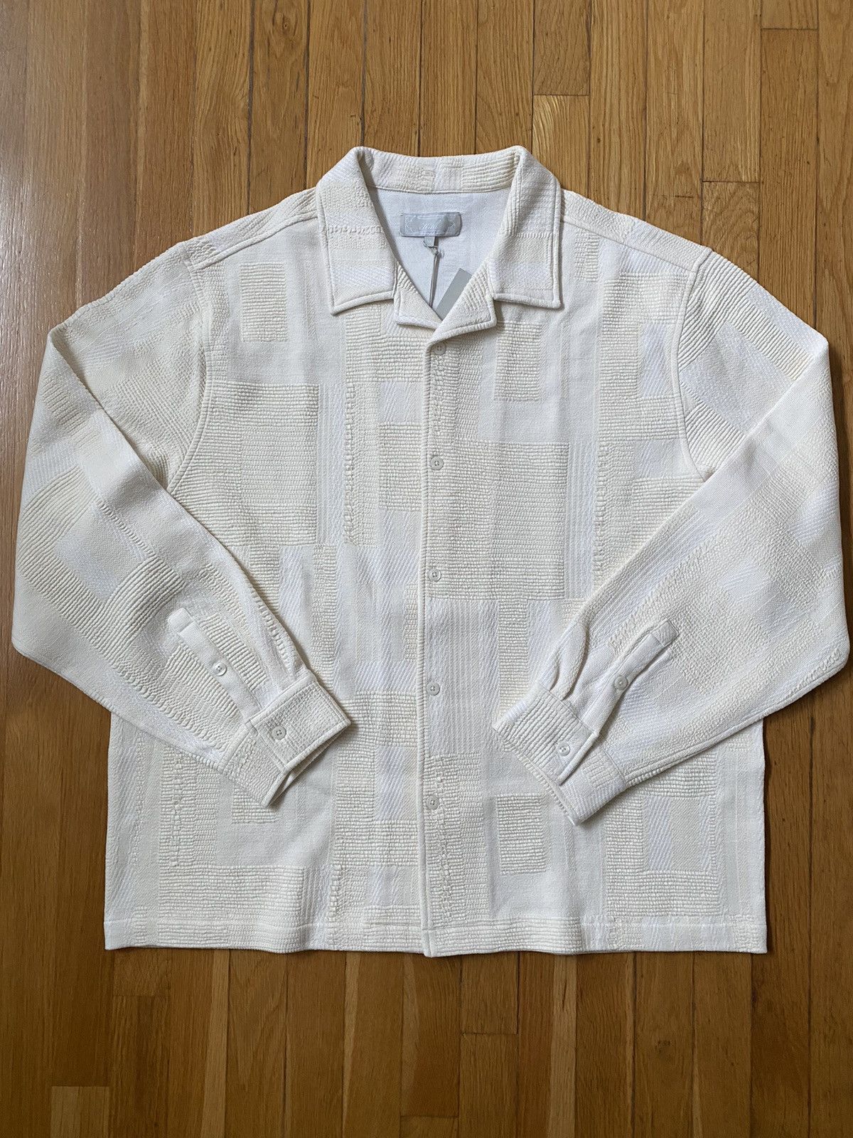 Image of Kith Geometric Knit Cohen Shirt in Cream, Men's (Size XL)