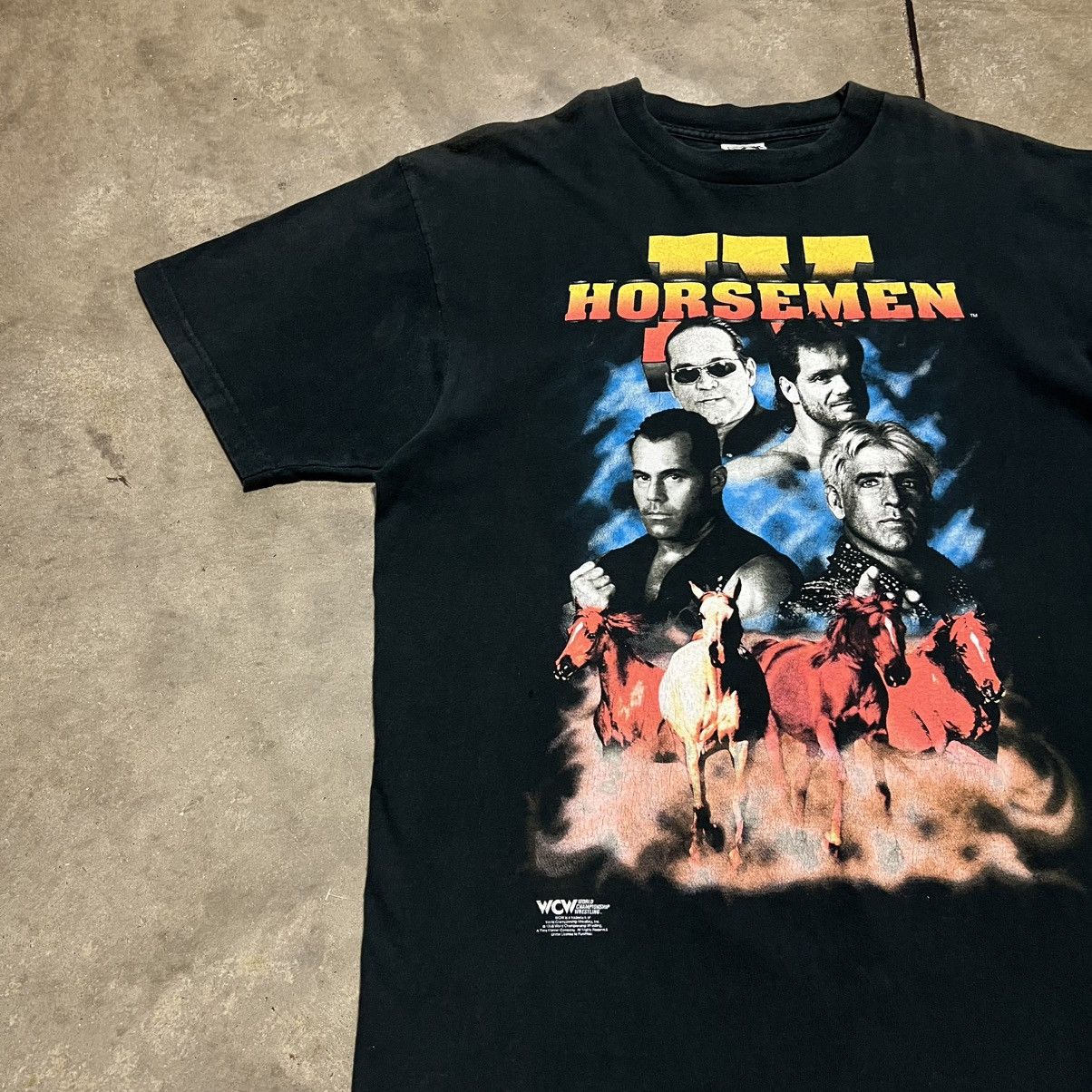WWF Vintage 90s WCW Four Horseman Pro Wrestling Tshirt WWF Flair Size US L / EU 52-54 / 3 - 3 Thumbnail