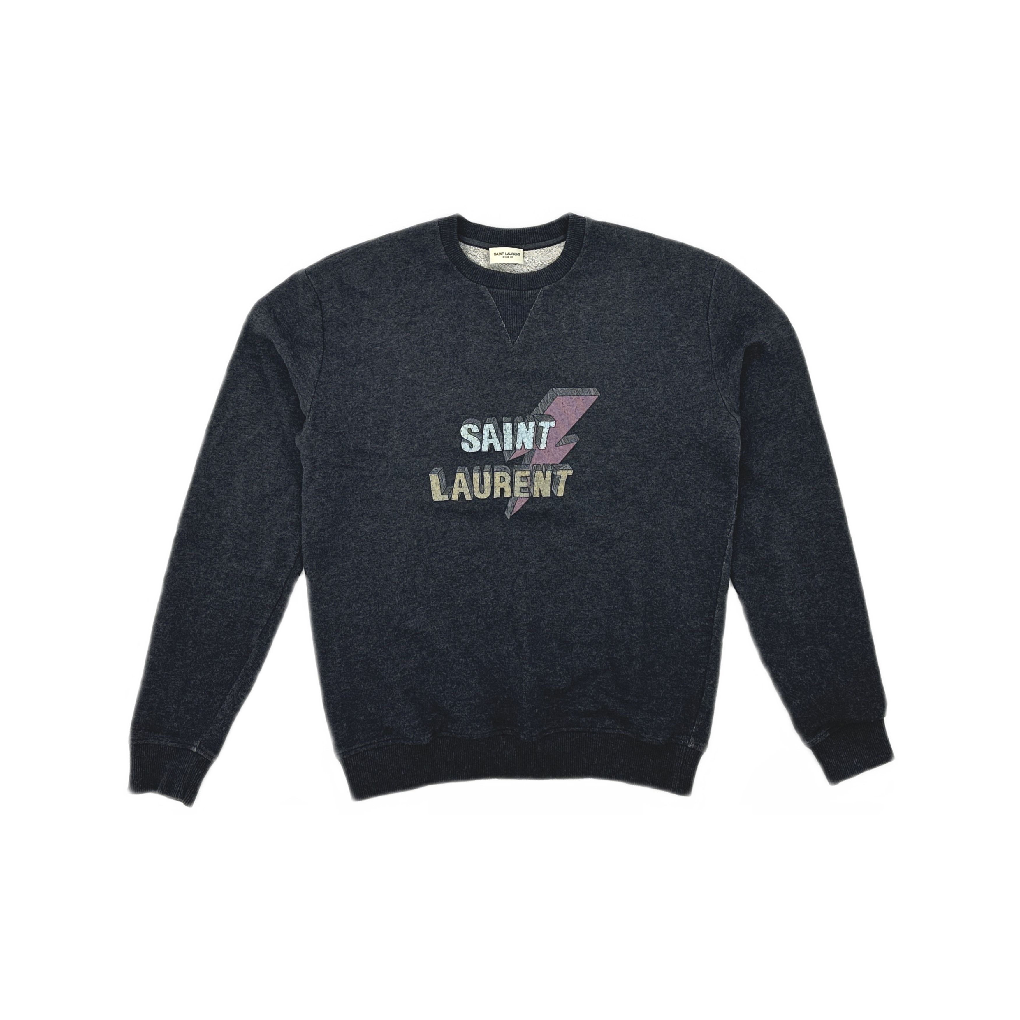 Saint Laurent Paris Saint Laurent Lightning Bolt Sweatshirt Gray Size M Size US M / EU 48-50 / 2 - 1 Thumbnail