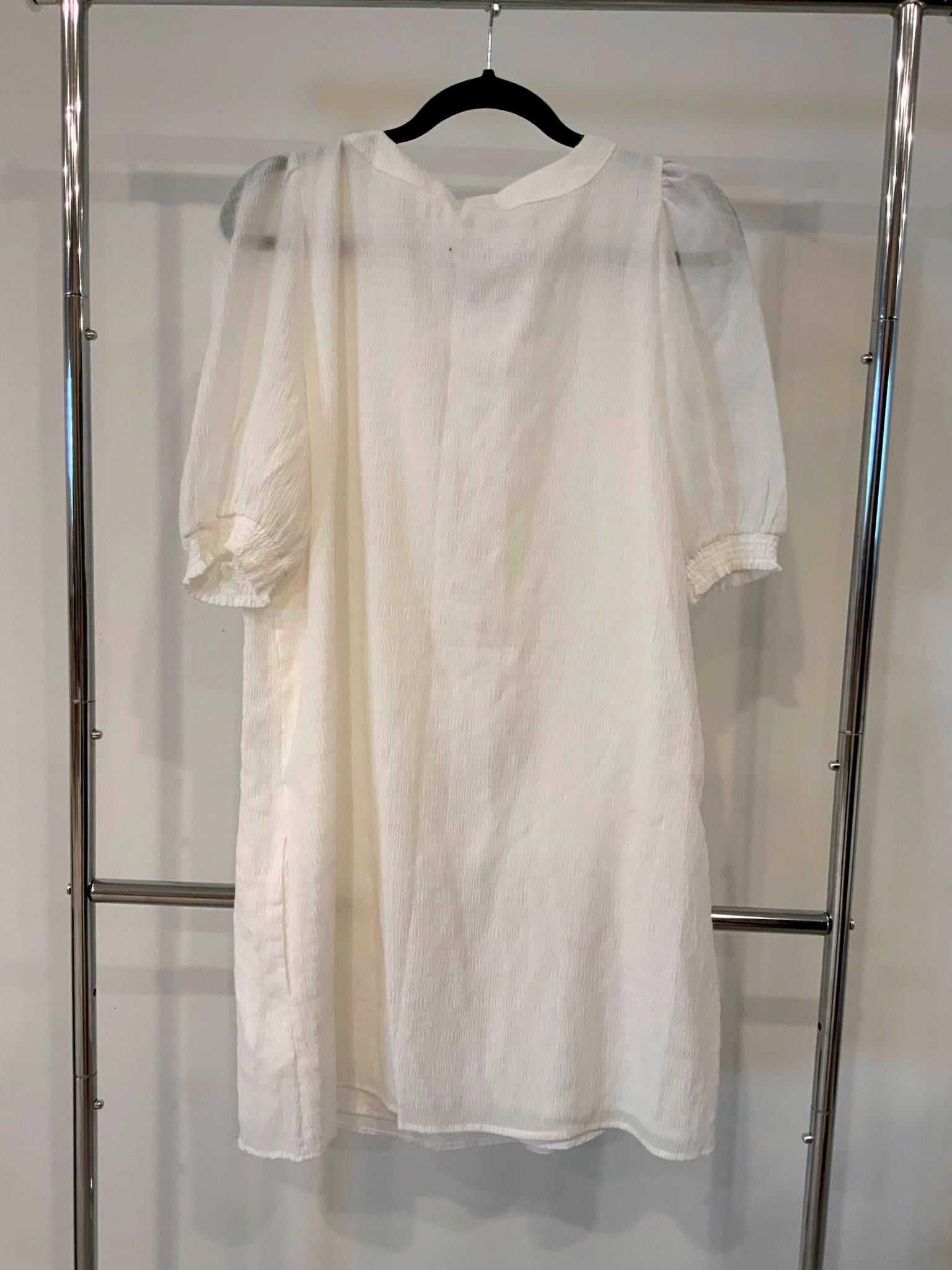 Designer BB Dakota White Puff Sleeve Dress - Size L Size L / US 10 / IT 46 - 2 Thumbnail