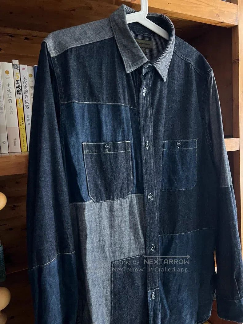 Nigel Cabourn Nigel Cabourn Blue dye patchwork work shirt Size US M / EU 48-50 / 2 - 2 Thumbnail