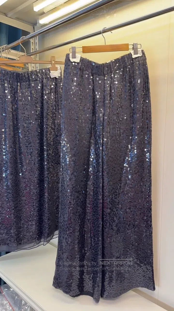 Brunello Cucinelli Brunello Cucinelli Sequined Silk Wide Leg Trousers Size 26" / US 2 / IT 38 - 1 Thumbnail