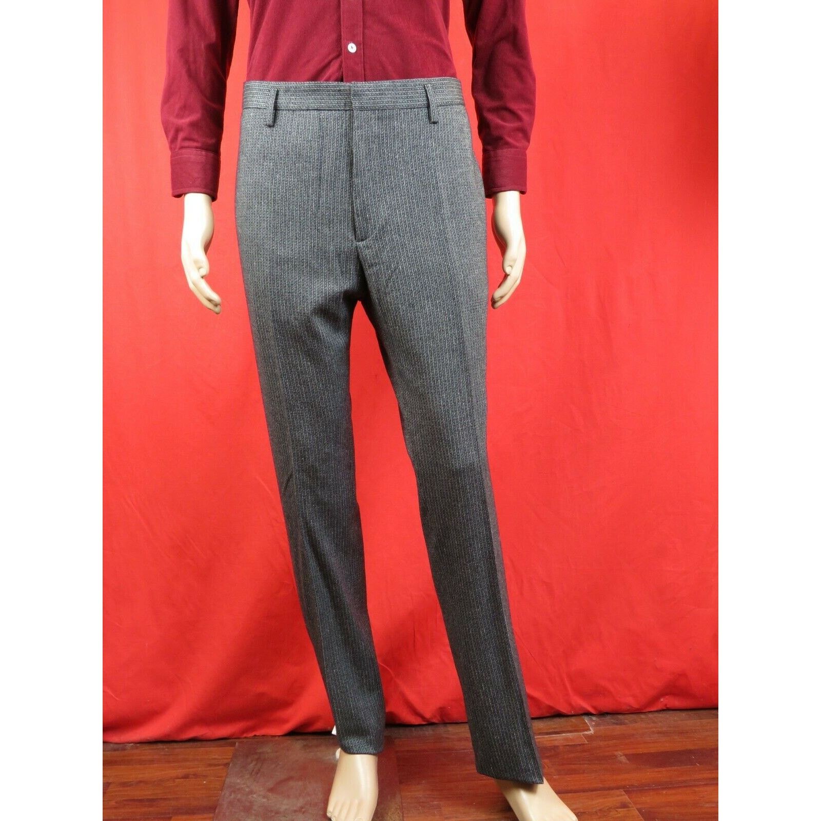 Gucci GUCCI 244181 GRAY STRIPED WOOL CLASSIC PANTS 50 W 36 Size US 34 / EU 50 - 1 Thumbnail