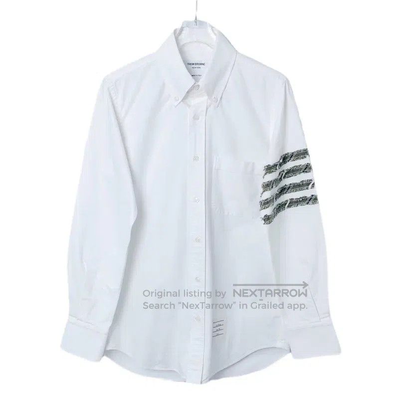 Thom Browne Thom Browne White classic four-bar cotton shirt with a tur Size US XS / EU 42 / 0 - 1 Thumbnail
