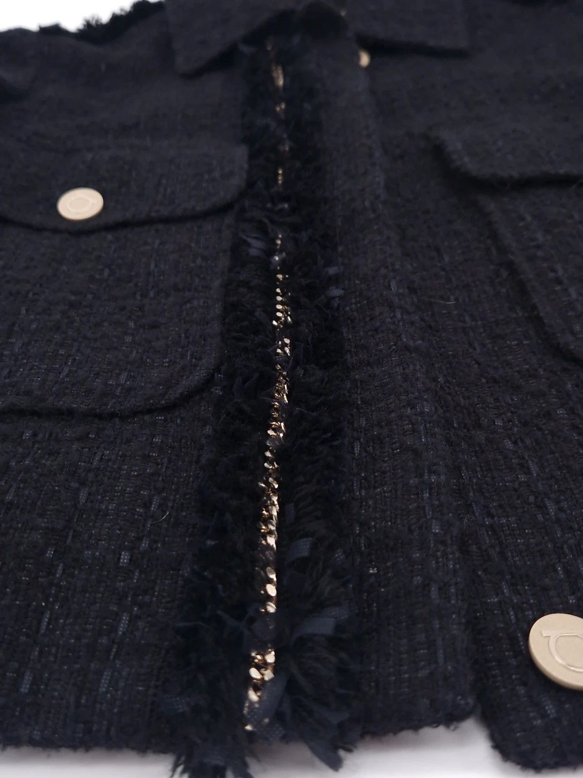 Salvatore Ferragamo Salvatore Ferragamo Black Bouclé Tweed Jacket Size XS / US 0-2 / IT 36-38 - 3 Thumbnail