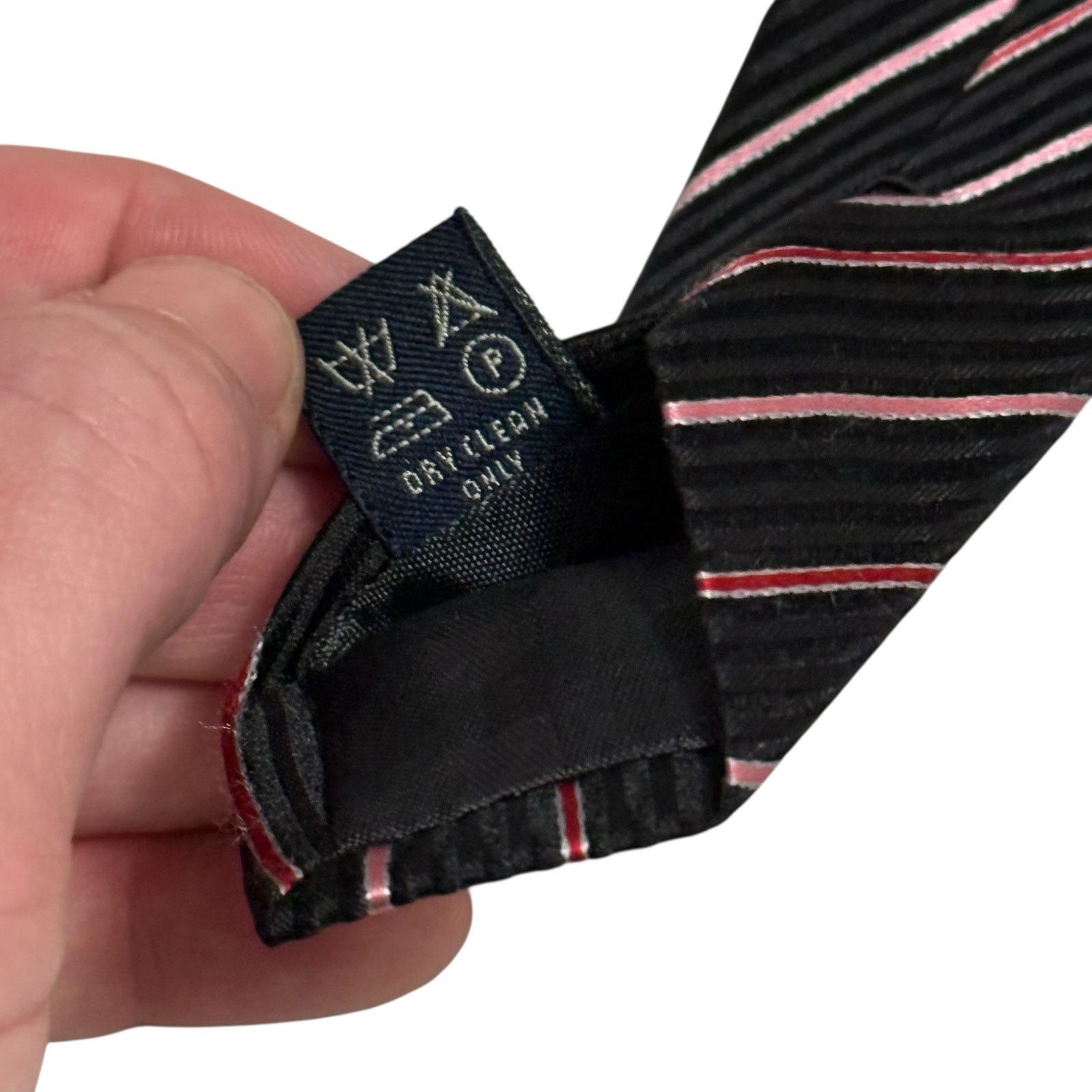 Other Sartori Silk Tie Necktie Diagonal Stripes Italy Black Red Size ONE SIZE - 7 Thumbnail