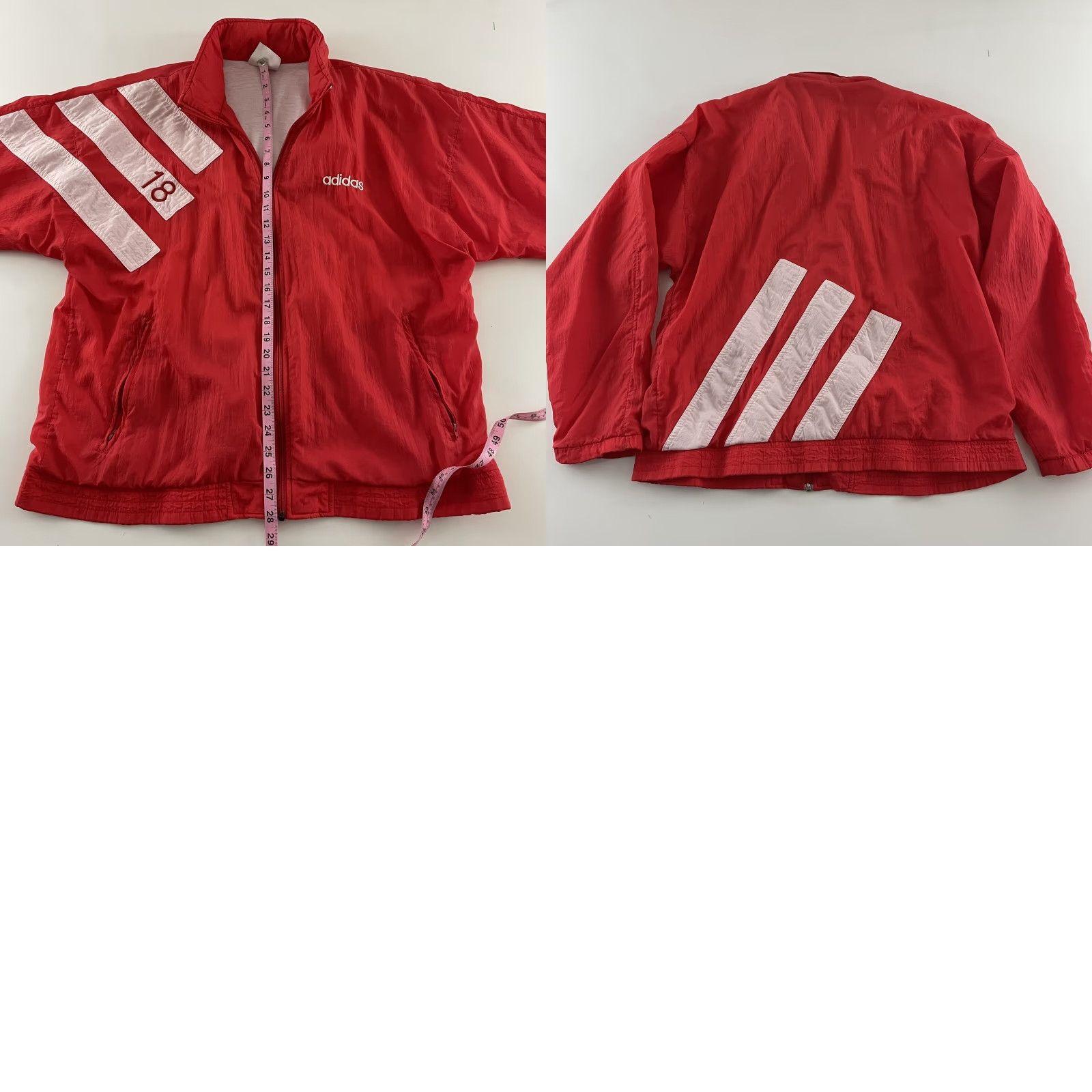 Adidas VTG Adidas Full Zip Windbreaker Jacket Hideaway Hood Mens Large Red White Jacket Size US L / EU 52-54 / 3 - 8 Thumbnail