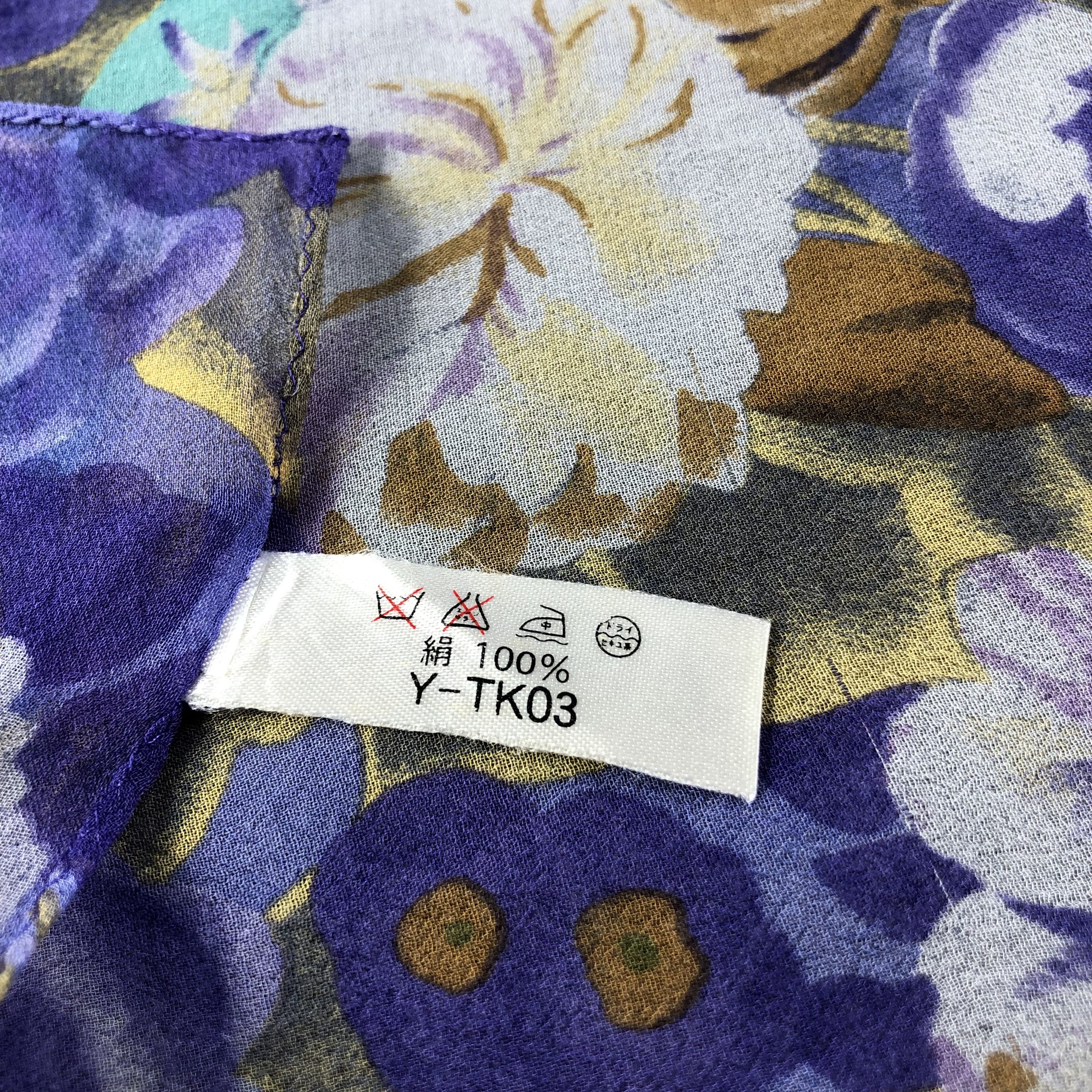 Japanese Brand Yumi Katsura Floral Silk Scarf M601 Size ONE SIZE - 5 Thumbnail