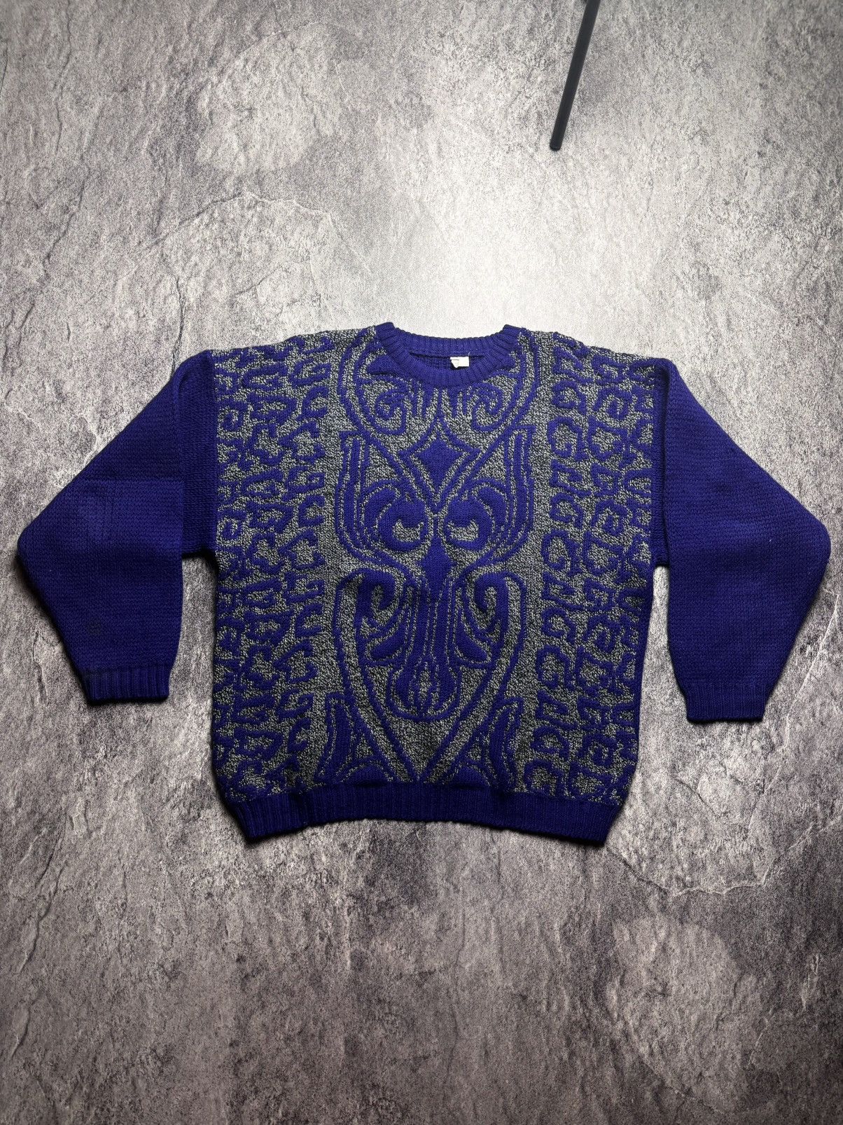 Pre-owned Vintage Abstract Knit Archival Japan Style Sweater In Purple