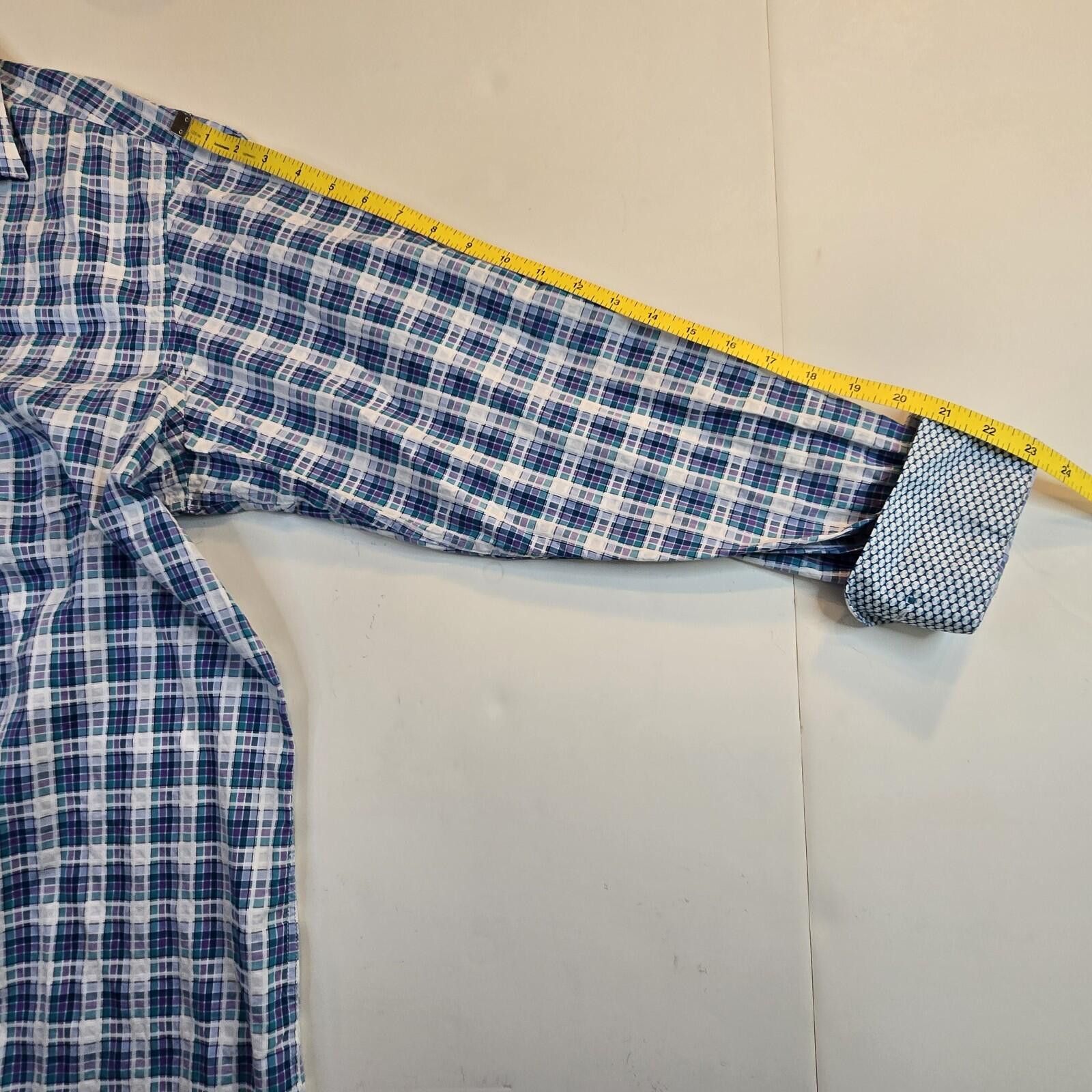 Other BUGATCHI Long Sleeved Plaid Button Up Shirt Men's XL Blue Size US XL / EU 56 / 4 - 9 Thumbnail