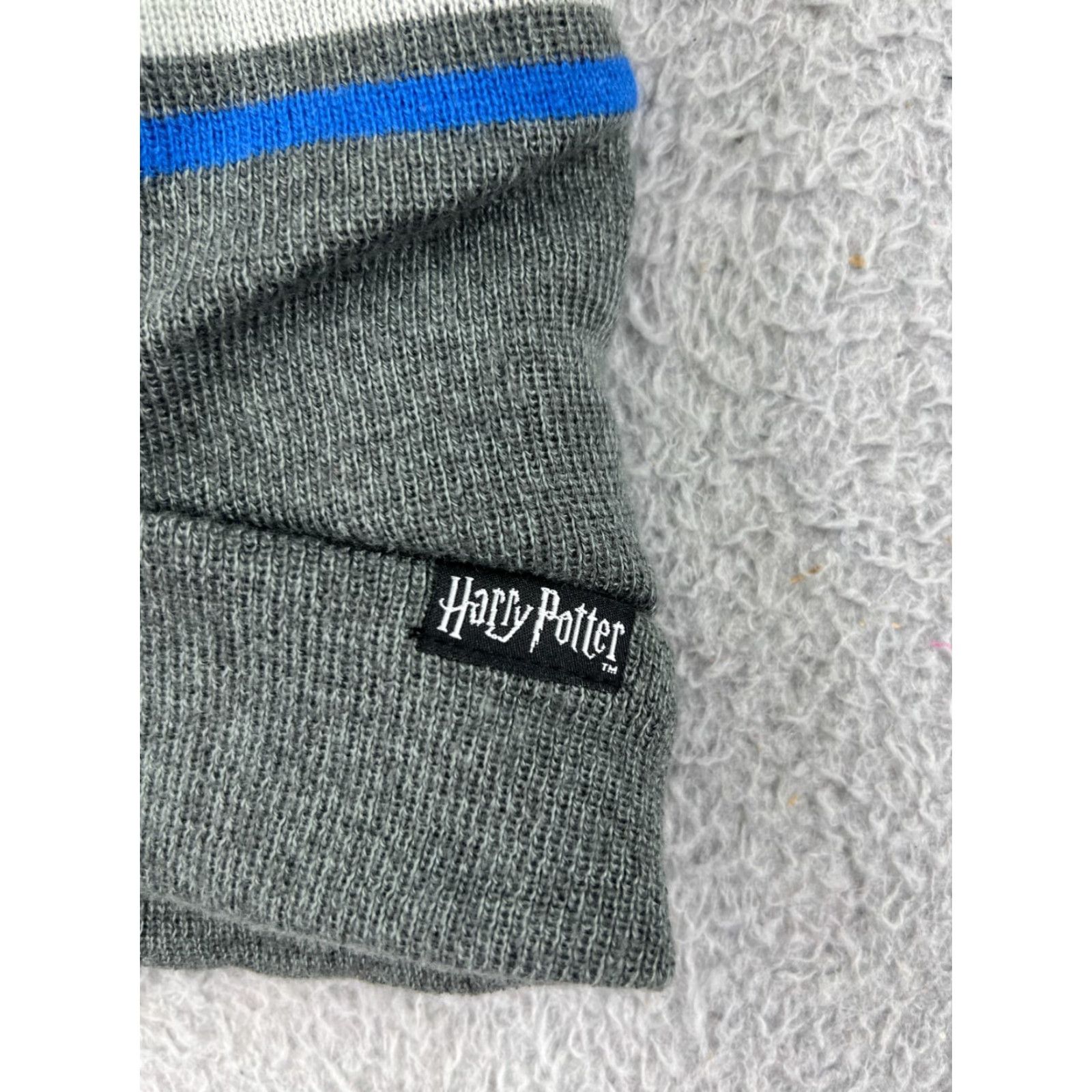 Vintage Harry Potter Beanie Hat Adult One Size Gray Blue Ravenclaw Embroidered Acrylic Knit Logo Ski Size ONE SIZE - 4 Thumbnail