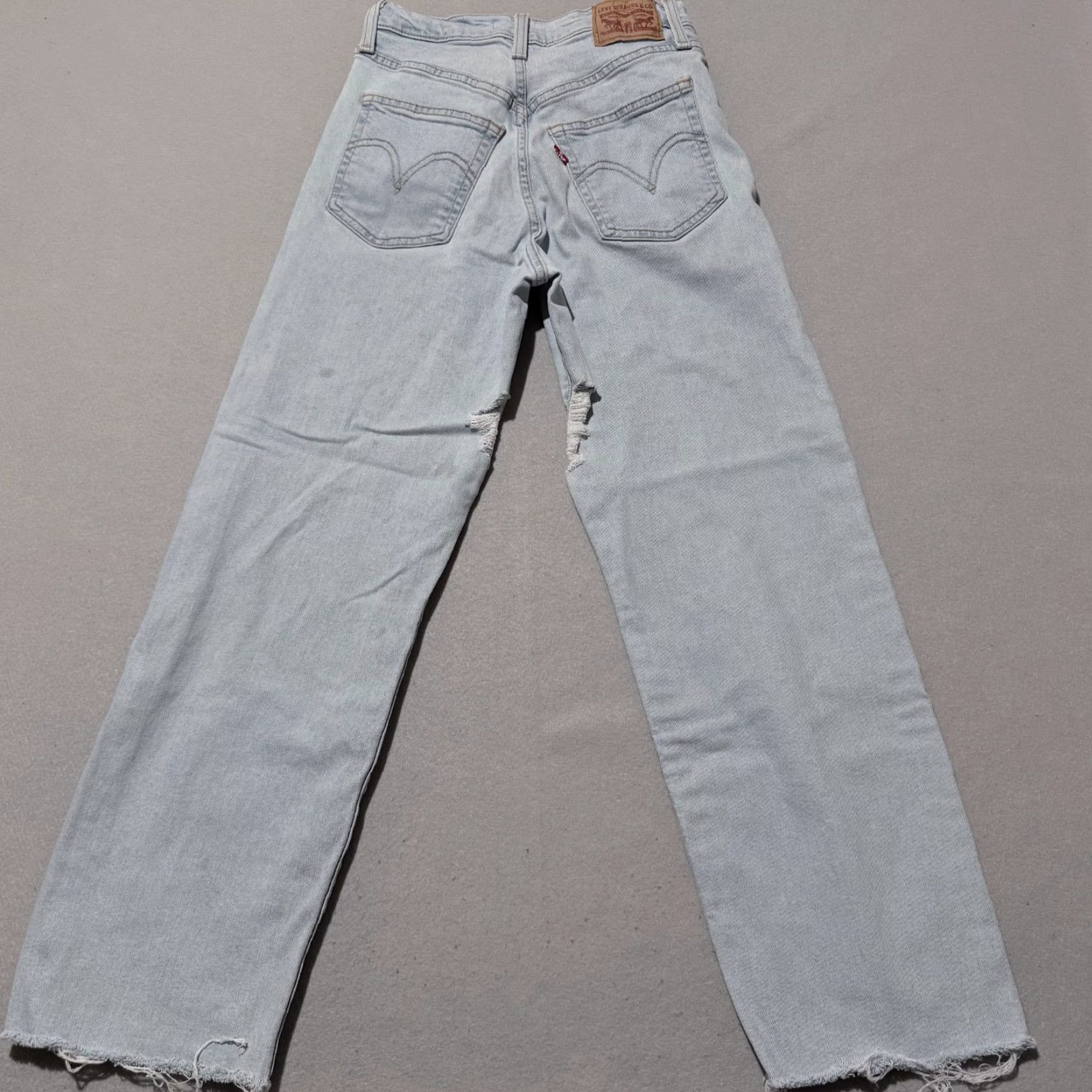 Levi's Levi's Ribcage Straight Jeans Women's Blue Denim Distressed Button Fly 25x27 High Rise 5-Pocket Denim Jacket? Size 42" / US 20 - 2 Thumbnail