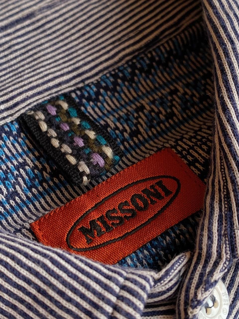 Missoni Missoni Shirt Blue White Stripe Optical Pattern Size US S / EU 44-46 / 1 - 14 Thumbnail