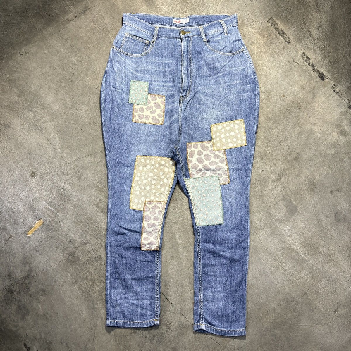 image of Ne-Net By Issey Miyake Patchwork Blue Jeans, Women's (Size 26)