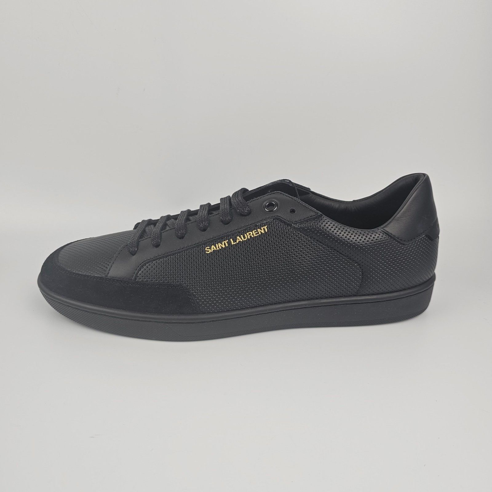 SAINT LAURENT SL/10 Black Perforated Leather And Suede Sneak