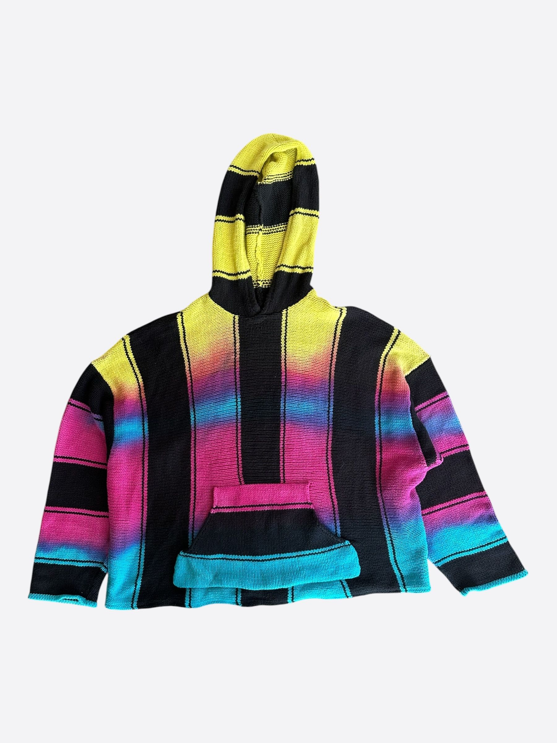 Amiri Amiri Black & Rainbow Knitted Baja Hoodie Size US XXL / EU 58 / 5 - 1 Thumbnail