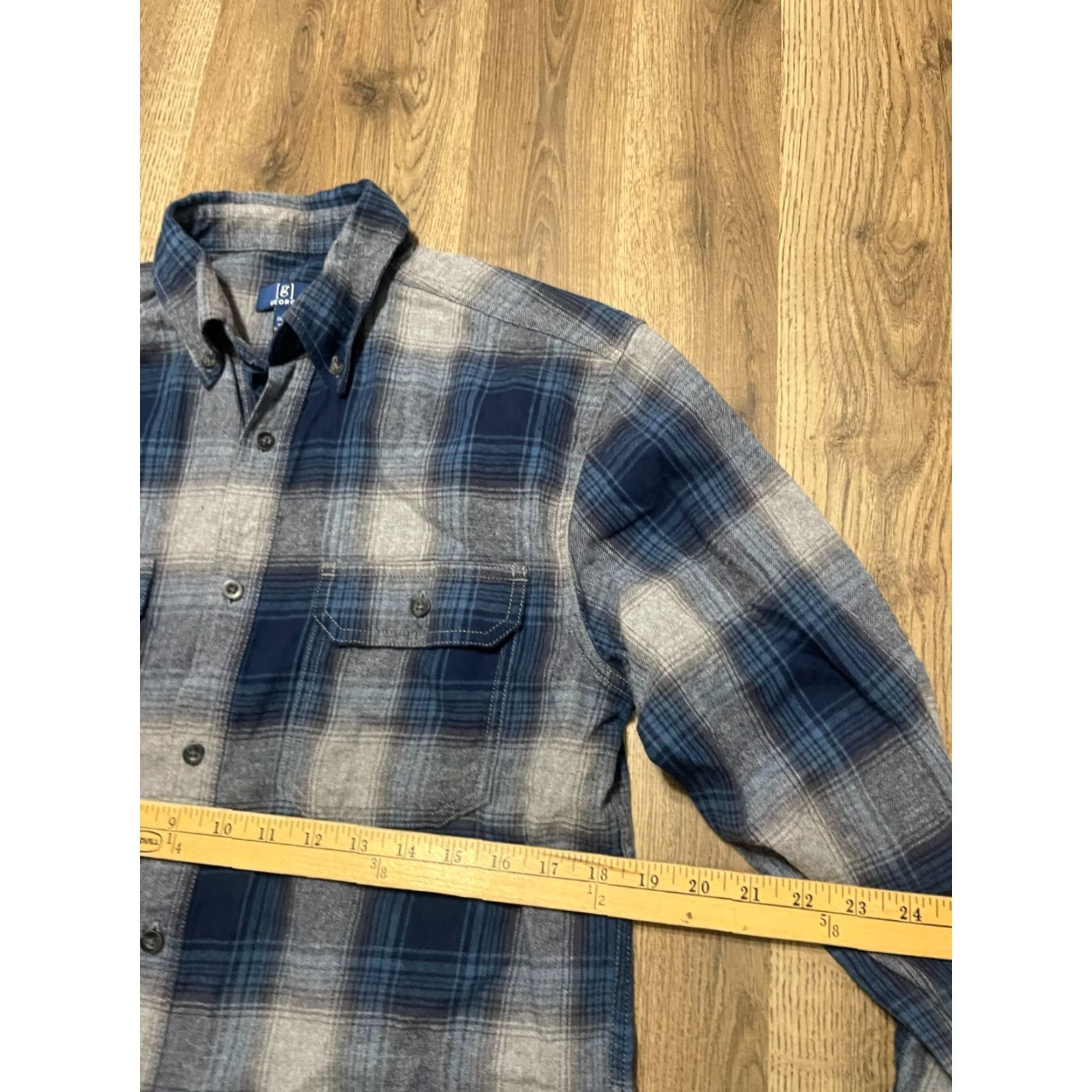 George George Shirt, Men's Small, Plaid, Button Up, Long Sleeve, Pocket, Blue Gray, Regular Fit, George, Men, Button-Up, Casual Size US S / EU 44-46 / 1 - 5 Thumbnail