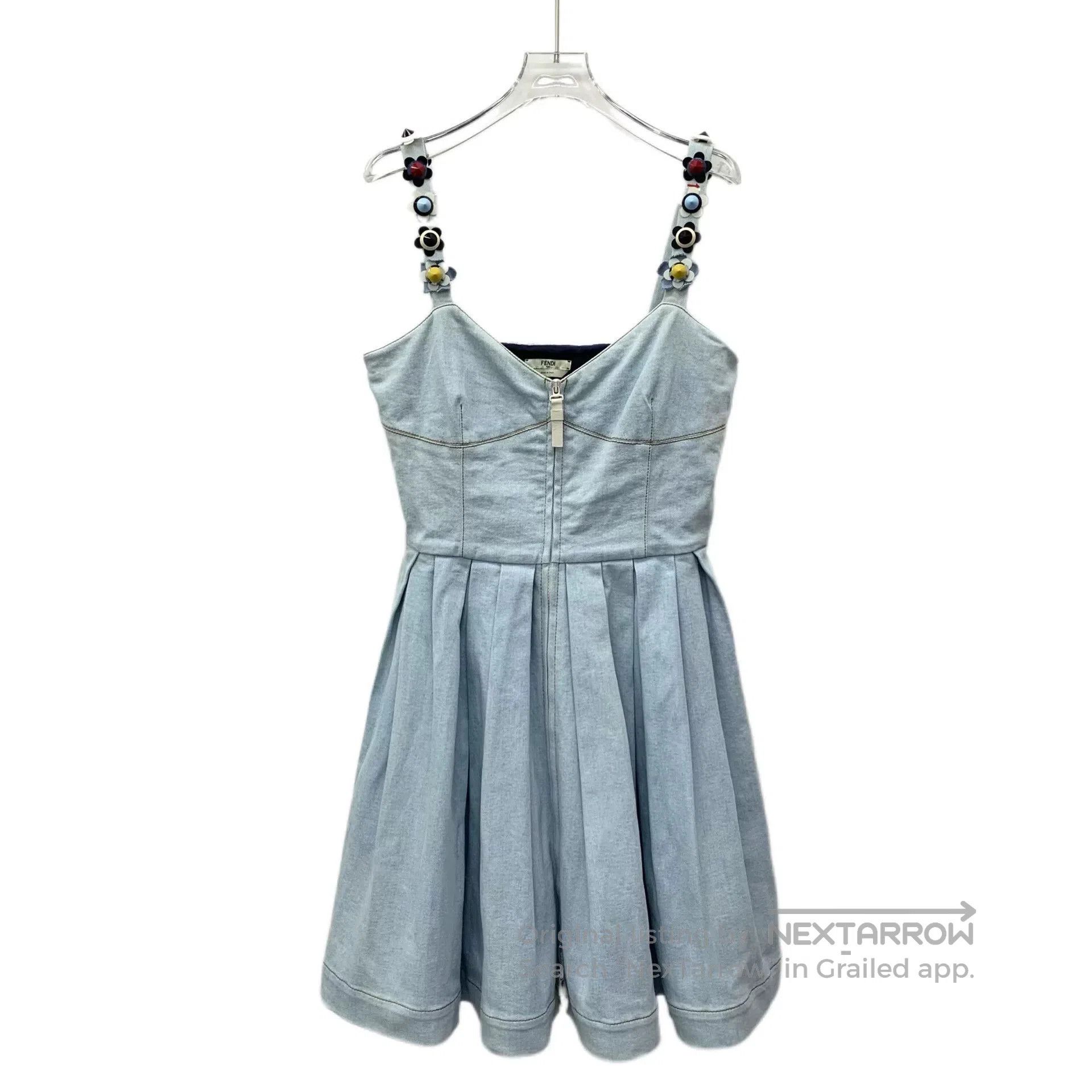Fendi Fendi Light Blue Floral Cotton Denim Dress. Size M / US 6-8 / IT 42-44 - 1 Thumbnail