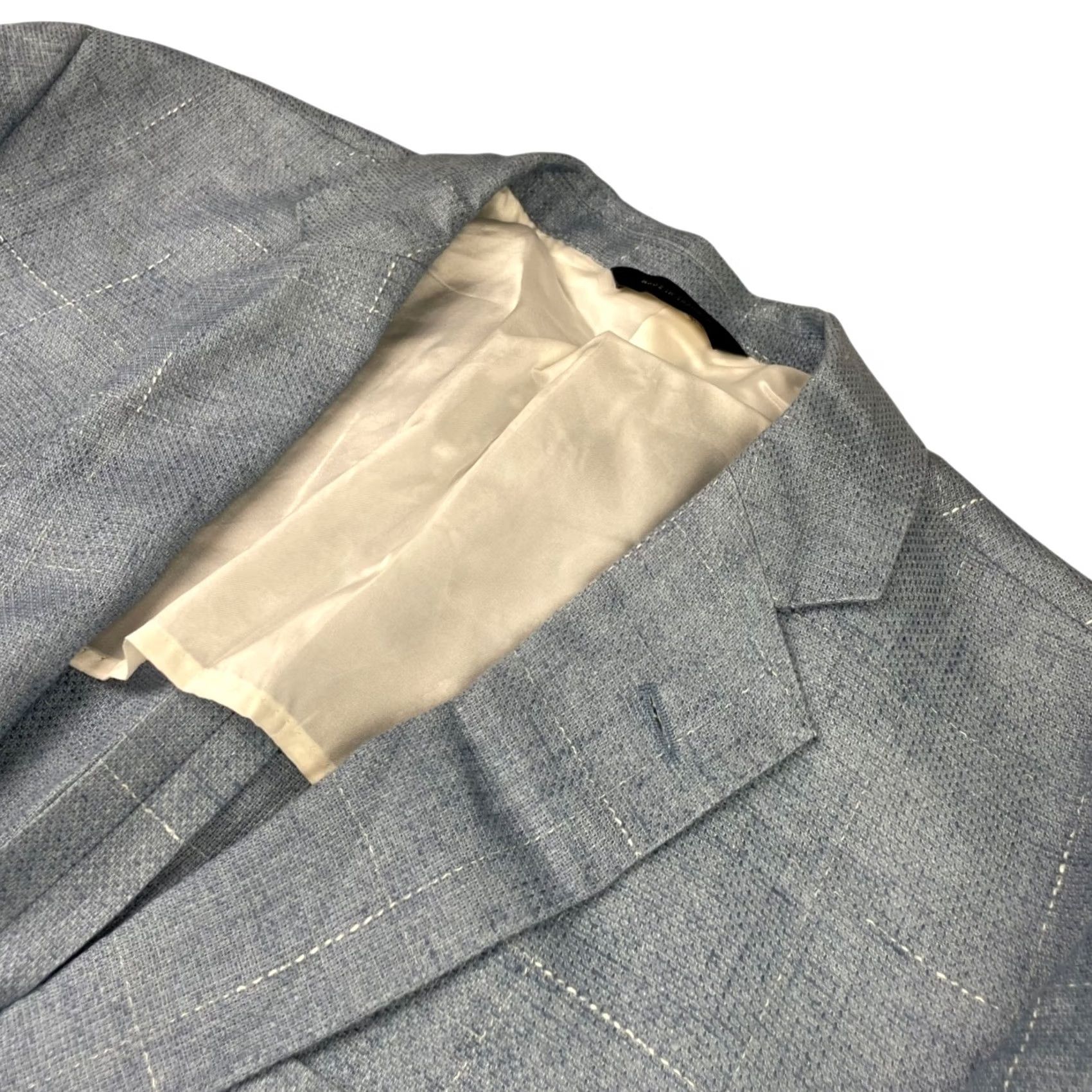 Brooks Brothers Brooks Brothers Men's Regent Linen Blazer Blue Windowpane Plaid • 44R Jacket Blazer Two-Button Short NOTCH Lapel Regular Fit Mens Size 44R - 2 Thumbnail