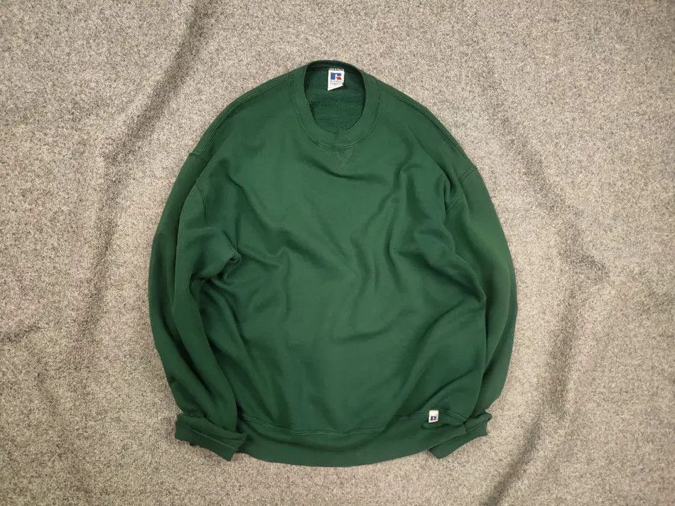 Russell Athletic Vintage Russell Athletics USA Made Blank Green Sweatshirt Size US XL / EU 56 / 4 - 1 Thumbnail