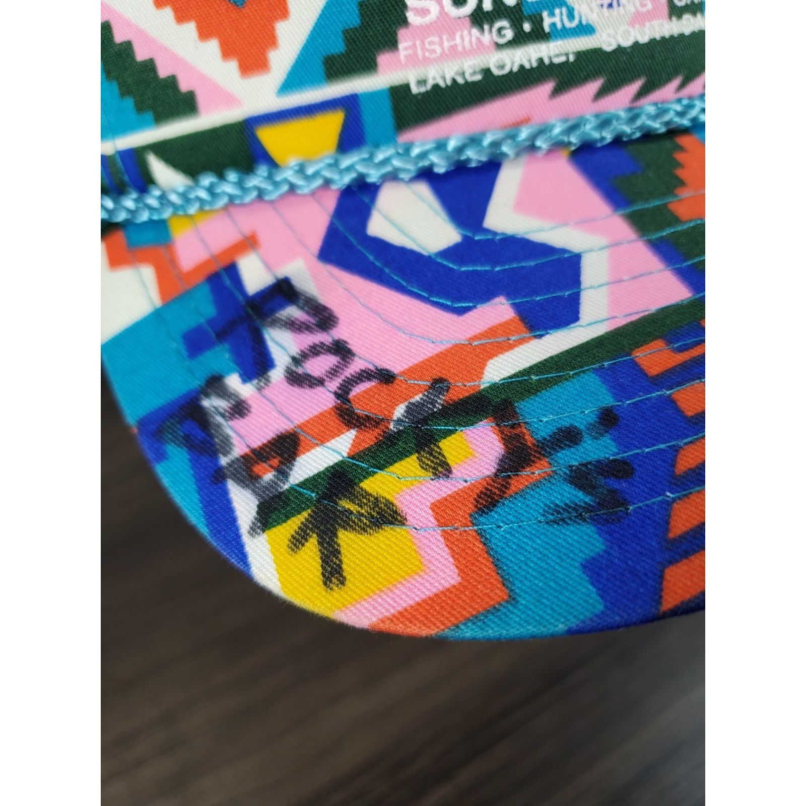 Nissan × Vintage Sunset Lodge Hat Snapback Cap Abstract 90s Art Lake Oahe SD Size ONE SIZE - 4 Thumbnail