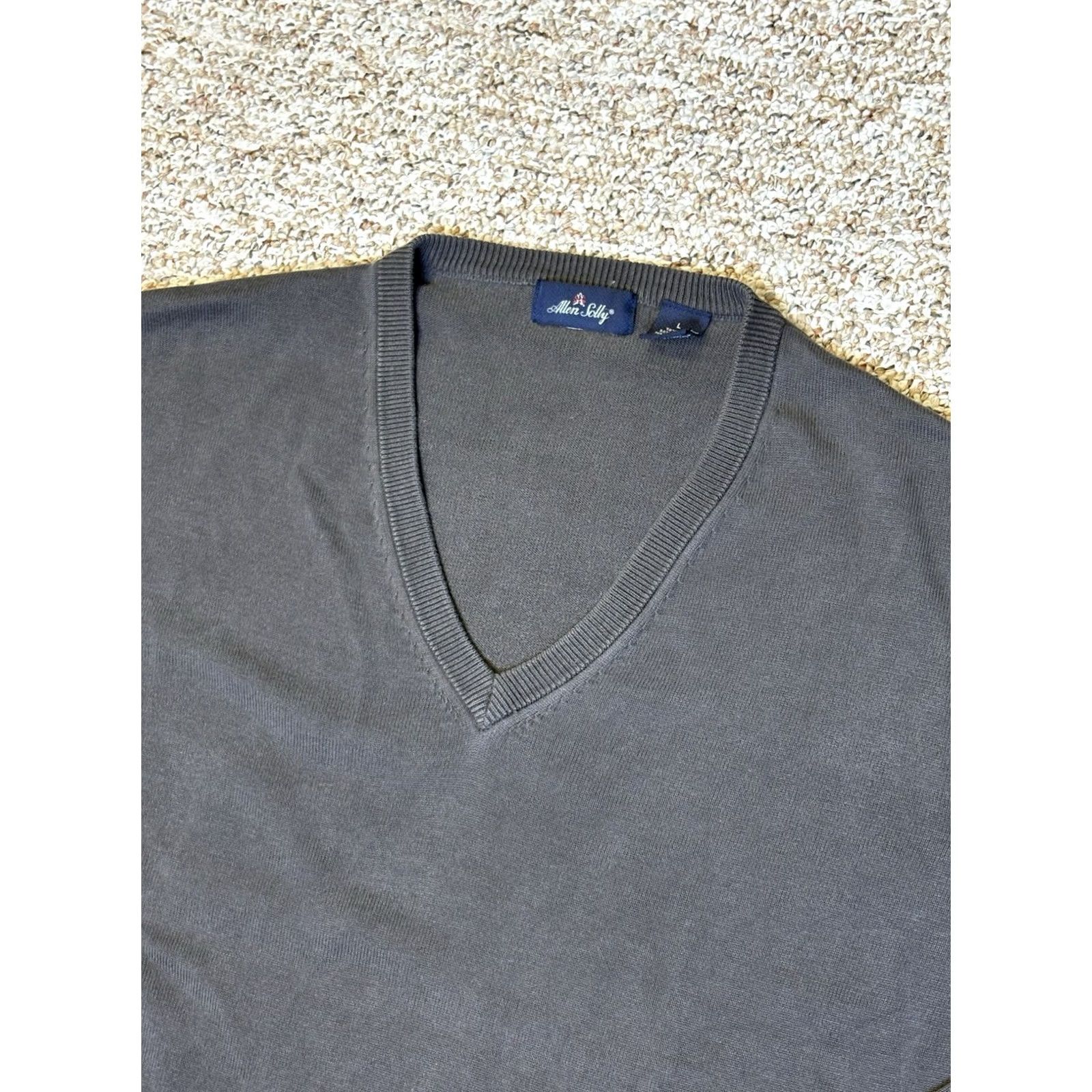 Vintage VINTAGE Allen Solly Sweater Pullover V-Neck Knit Dark Grey Silk Cotton Men L Pullover Knit Mens Regular Size US L / EU 52-54 / 3 - 2 Thumbnail
