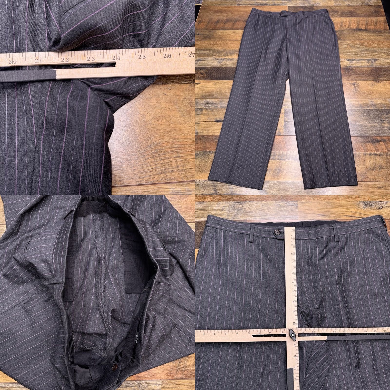 Paul Smith Paul Smith Suit 46R Gray Purple Striped Wool Pants 38x28 Two Piece Wool Suit Mens Regular 2 Piece Notch Lapel Dry Clean Only Vintage No Size 46R - 10 Thumbnail