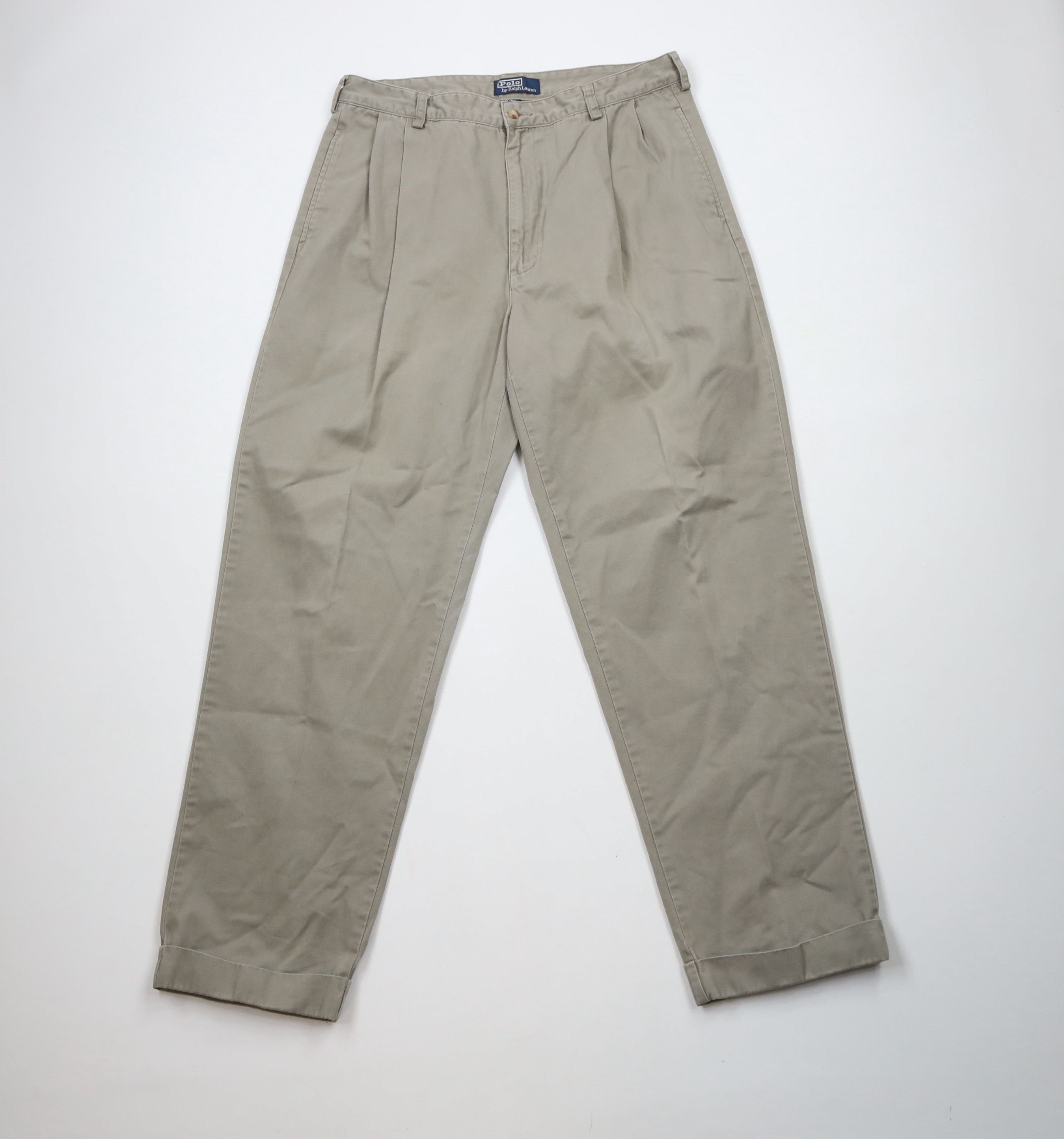 Ralph Lauren × Vintage Vintage 90s Ralph Lauren Wide Leg Chino Pants Green Gray Size US 34 / EU 50 - 1 Thumbnail