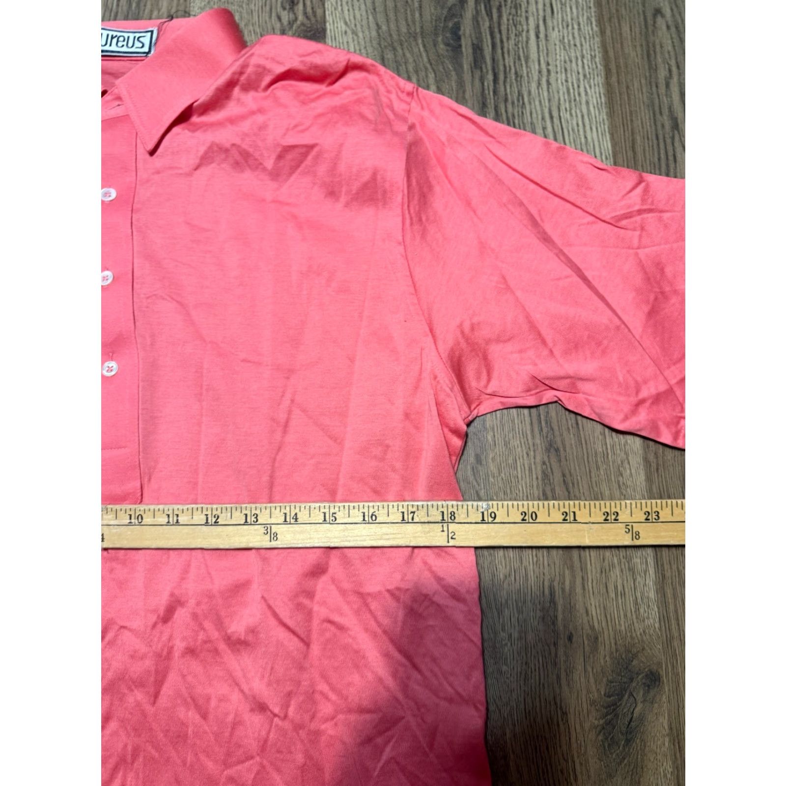 Vintage Aureus Shirt Men pink Short Sleeve Collared 1/4 Button Large Size L Signature Polo Shirt - No N/A Size US L / EU 52-54 / 3 - 3 Thumbnail
