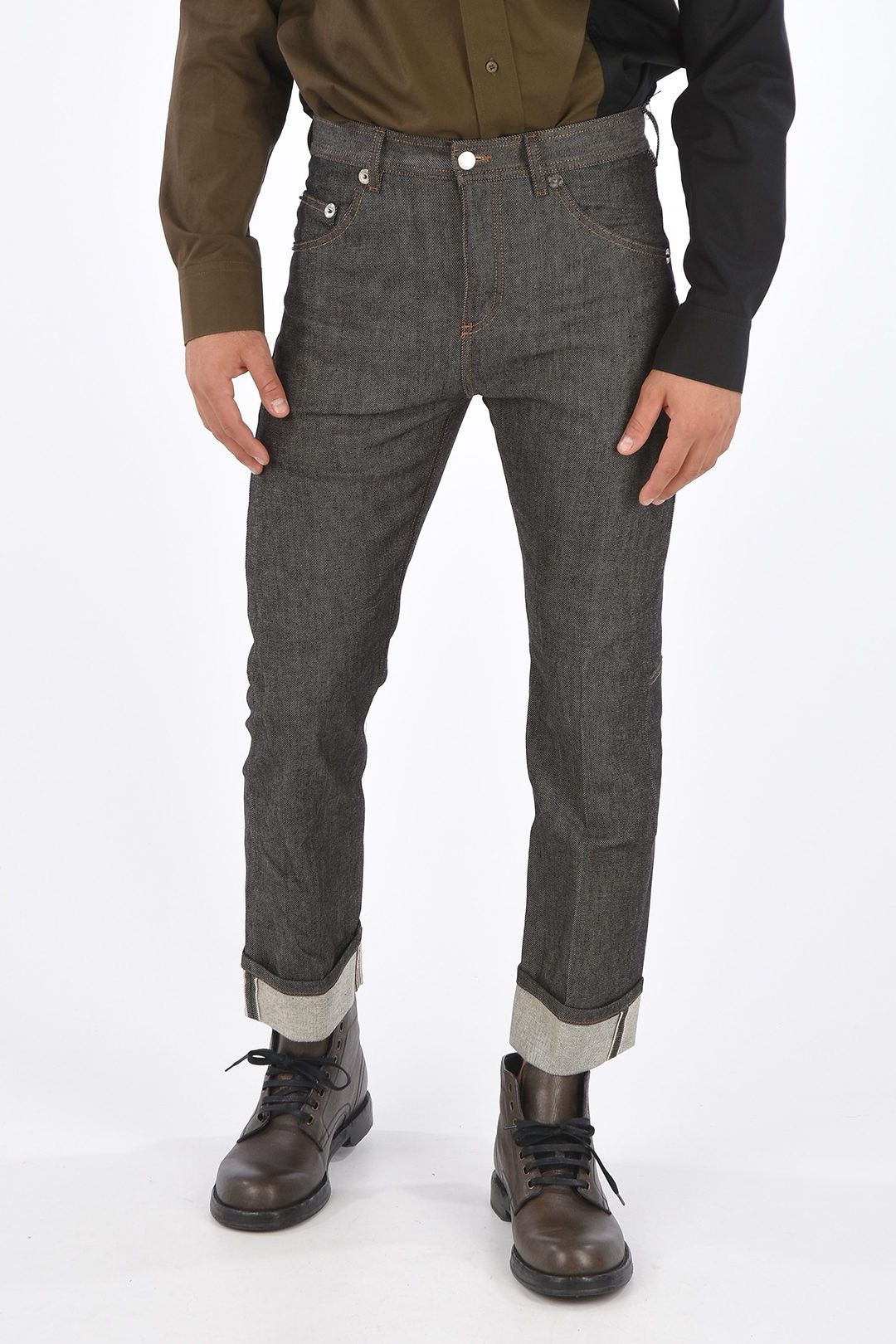 Neil Barrett Neil Barrett Black/Grey Selvedge Jeans Cuffed Hem Denim Mens Size US 32 / EU 48 - 1 Thumbnail