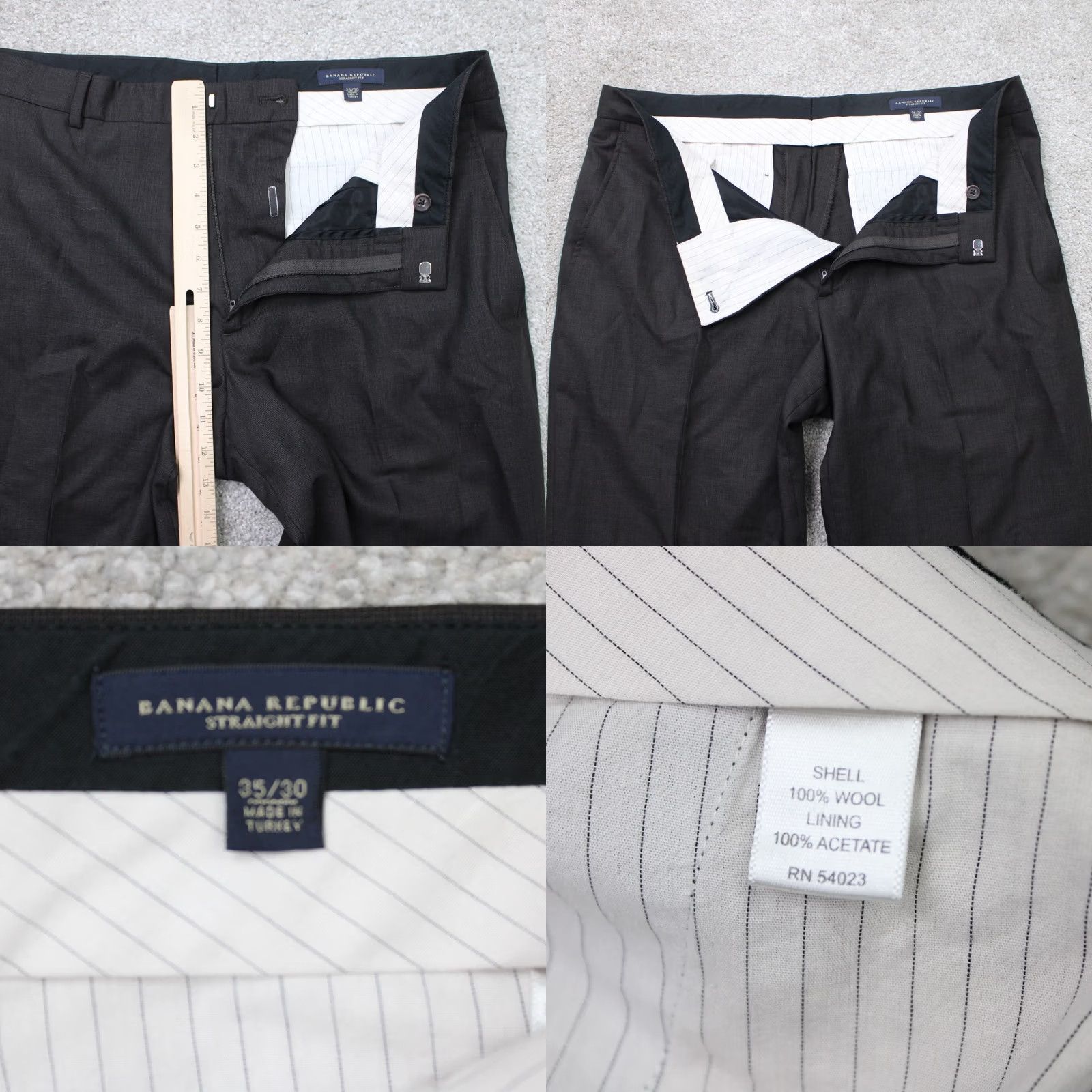 Banana Republic Banana Republic Pants Mens 35x30 Brown Wool Flat Front Dress Pants Slim Straight Fits Casual Business Formal Loose Size US 35 - 8 Thumbnail