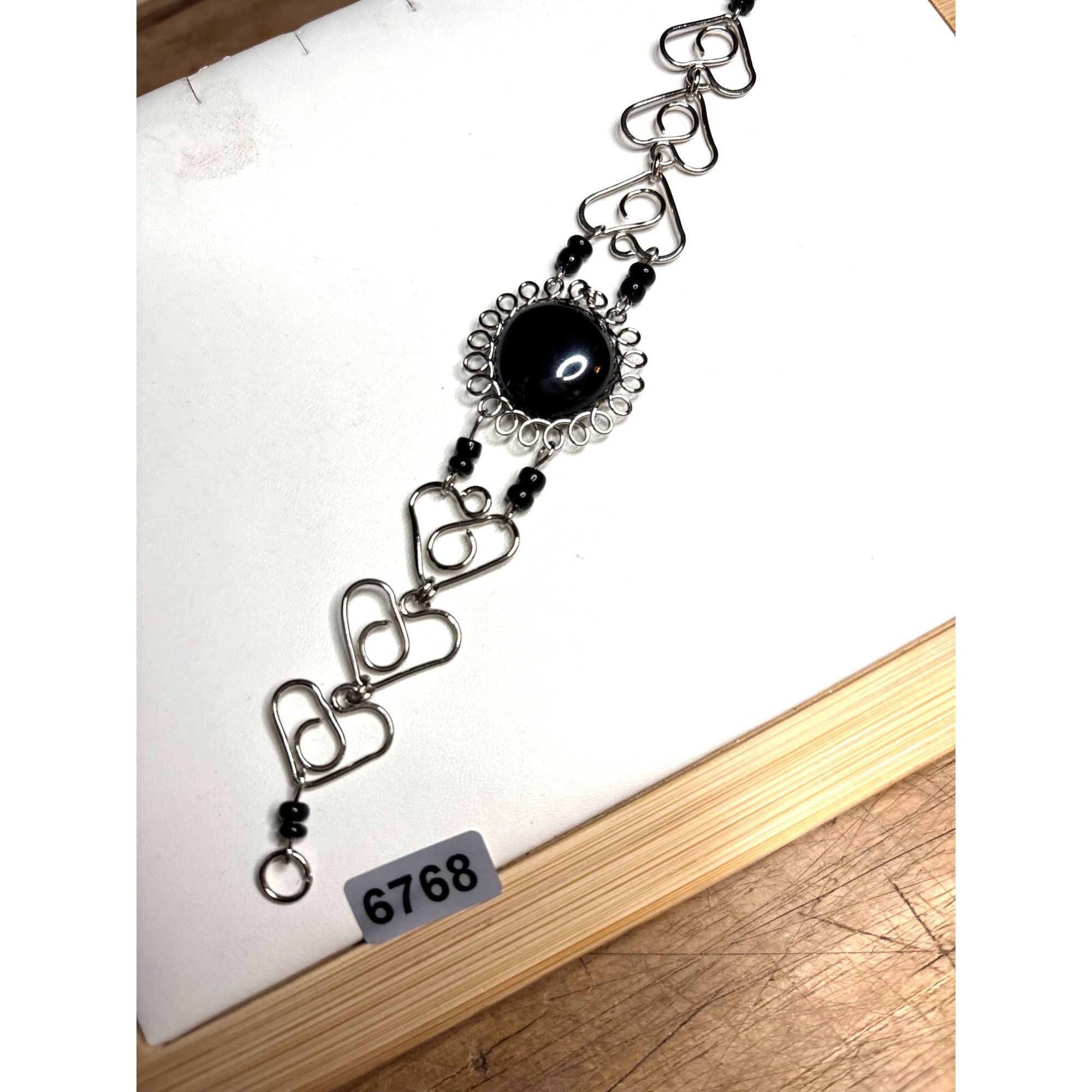 Other Silver & Black Stone Heart Link Bracelet With Box Size ONE SIZE - 3 Thumbnail