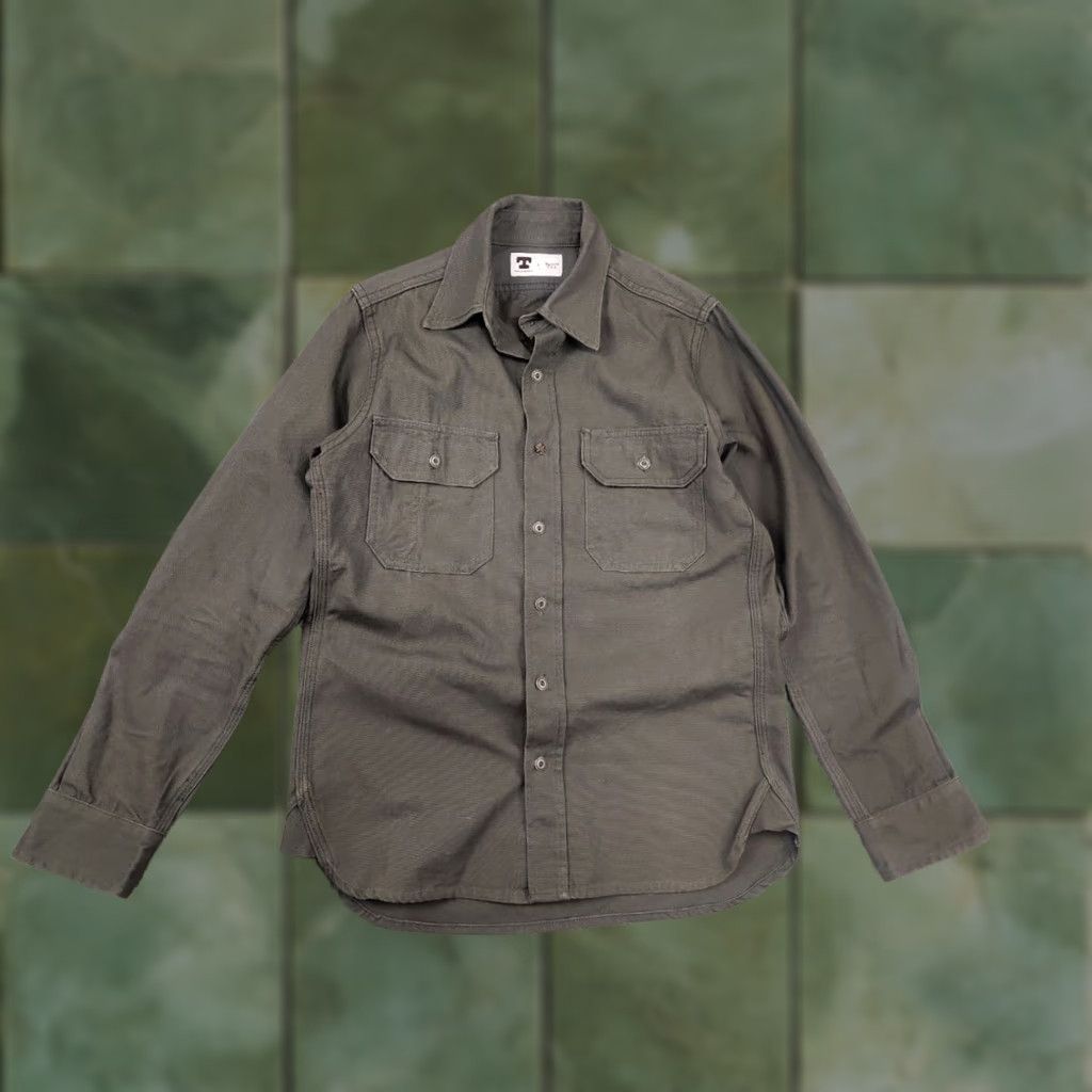 Tellason VINTAGE Tellason Olive Drab Flap Pockets Long Sleeve Button Up Work Shirt USA Size US S / EU 44-46 / 1 - 1 Thumbnail