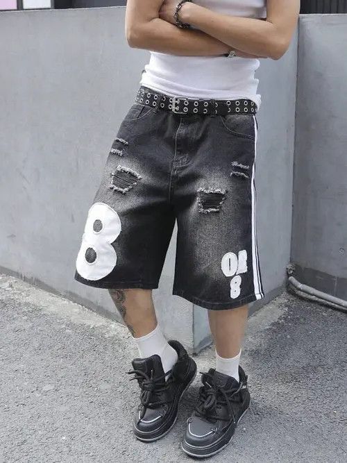 Jean DRIP Graphic Drill jeans shorts jorts Size US 34 / EU 50 - 1 Thumbnail