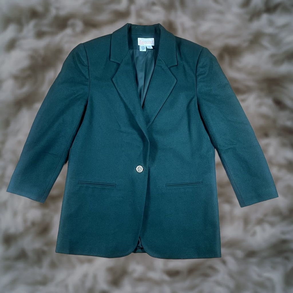Vintage VINTAGE Block Island Blazer Jacket Womens 8 Green Wool Lined Business Wear Regular Long Sleeve Button - 100% Wool - Dry Clean Only - Womens Size M / US 6-8 / IT 42-44 - 1 Thumbnail