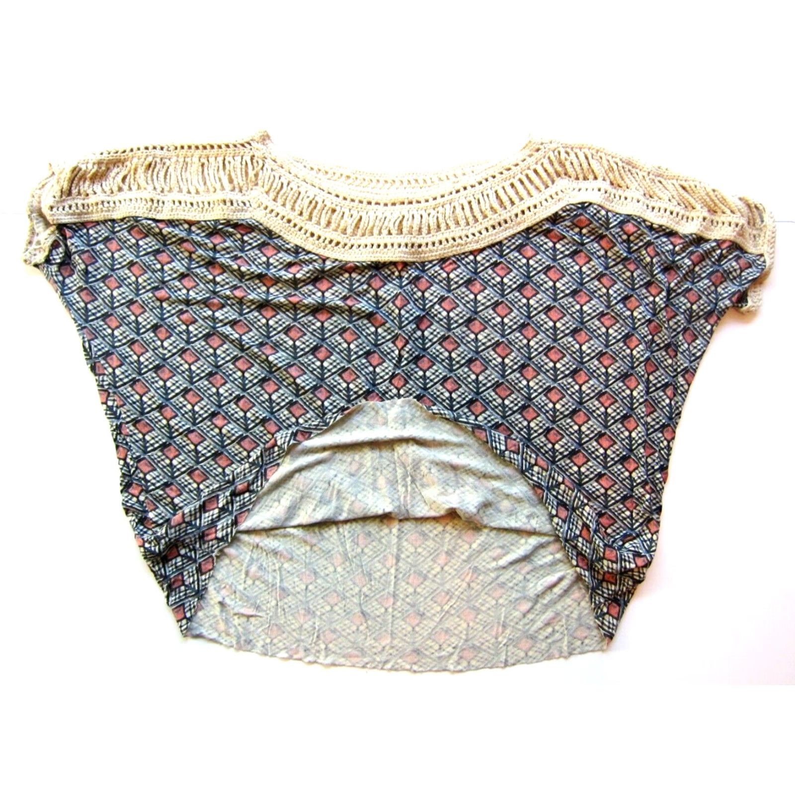 Free People Free People Blouse Shirt Women Tunic S Pink Diamond Knit Rayon Boxy Lagenlook Size S / US 4 / IT 40 - 5 Thumbnail