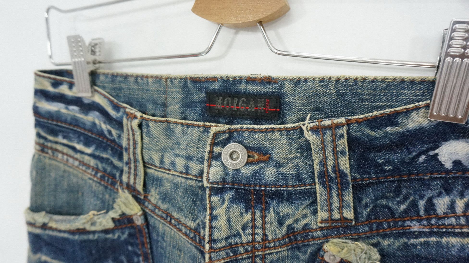 Morgan Homme Dope 🔥 MORGAN HOMME Distressed Flared Vintage Jeans Size US 28 / EU 44 - 5 Thumbnail