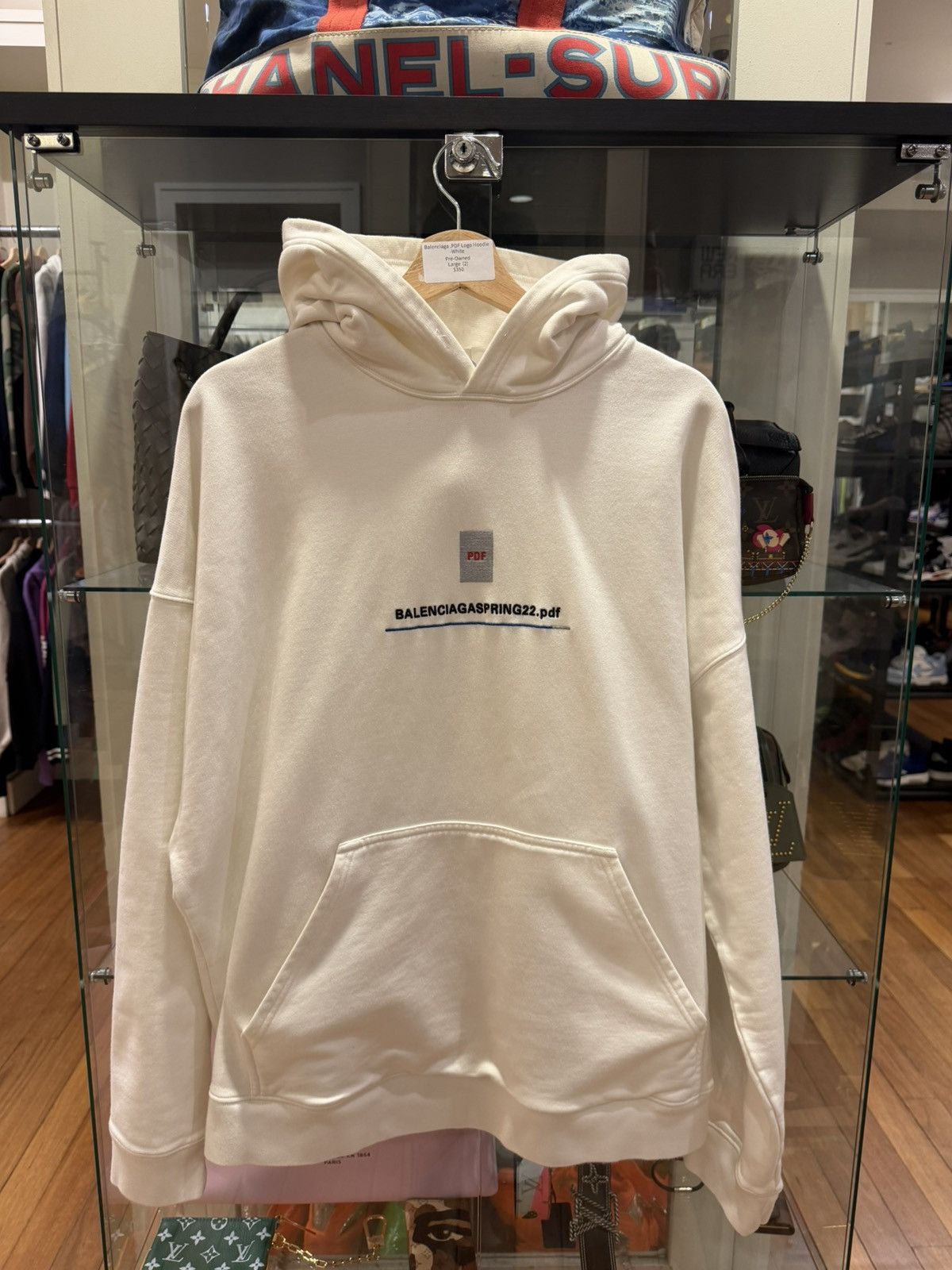 Balenciaga Balenciaga .PDF Logo Hoodie - White Size US L / EU 52-54 / 3 - 1 Thumbnail
