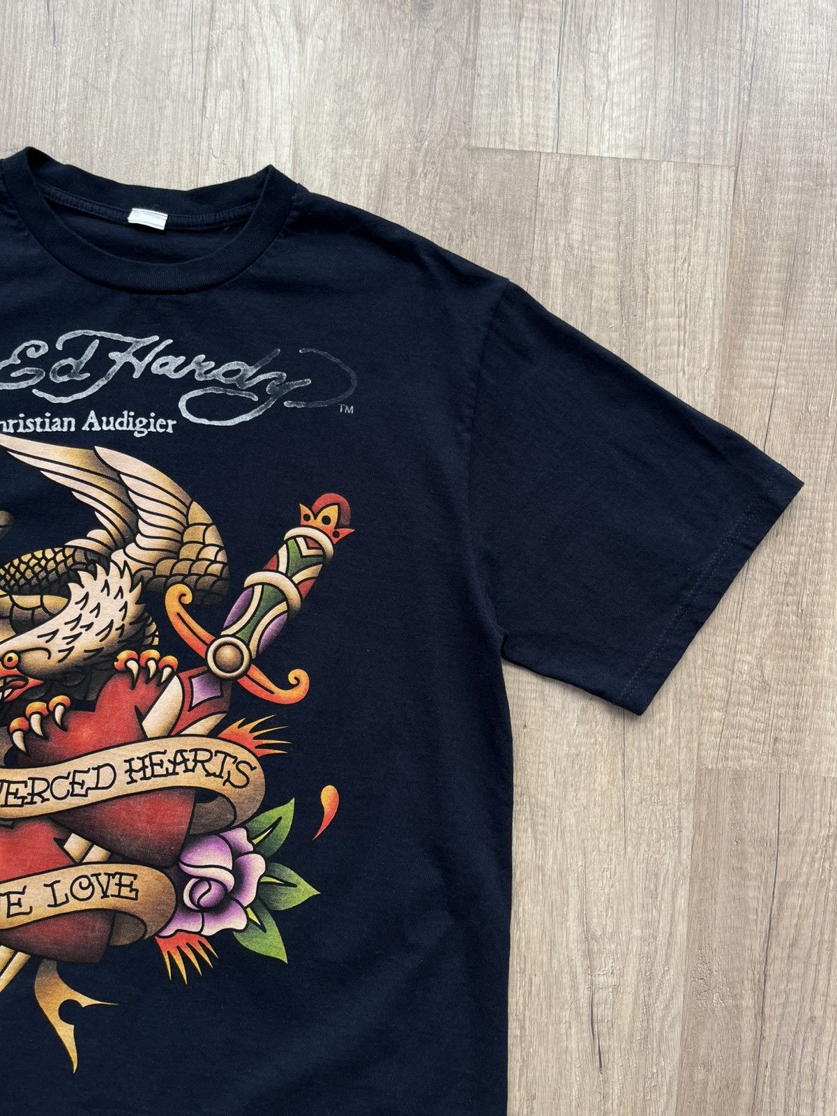 Ed Hardy × Japanese Brand Ed Hardy Pieced Hearts and True Love T-Shirt Navy Blue Size US L / EU 52-54 / 3 - 3 Thumbnail