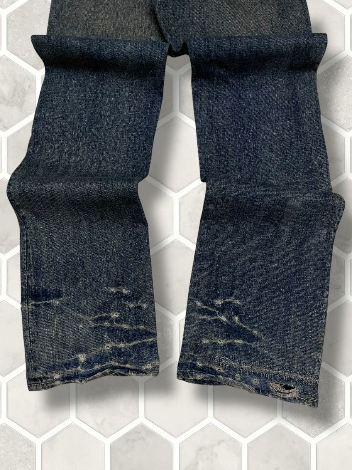 If Six Was Nine Vintage 1990s Rare Designer Japan Bartack Distressed Denim Size US 31 - 13 Thumbnail