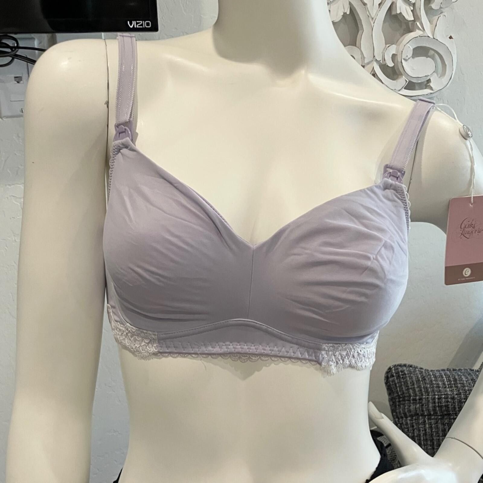Other Cake Lingerie Soft Lilac Nursing Bra with Lace Trim Size ONE SIZE - 1 Thumbnail