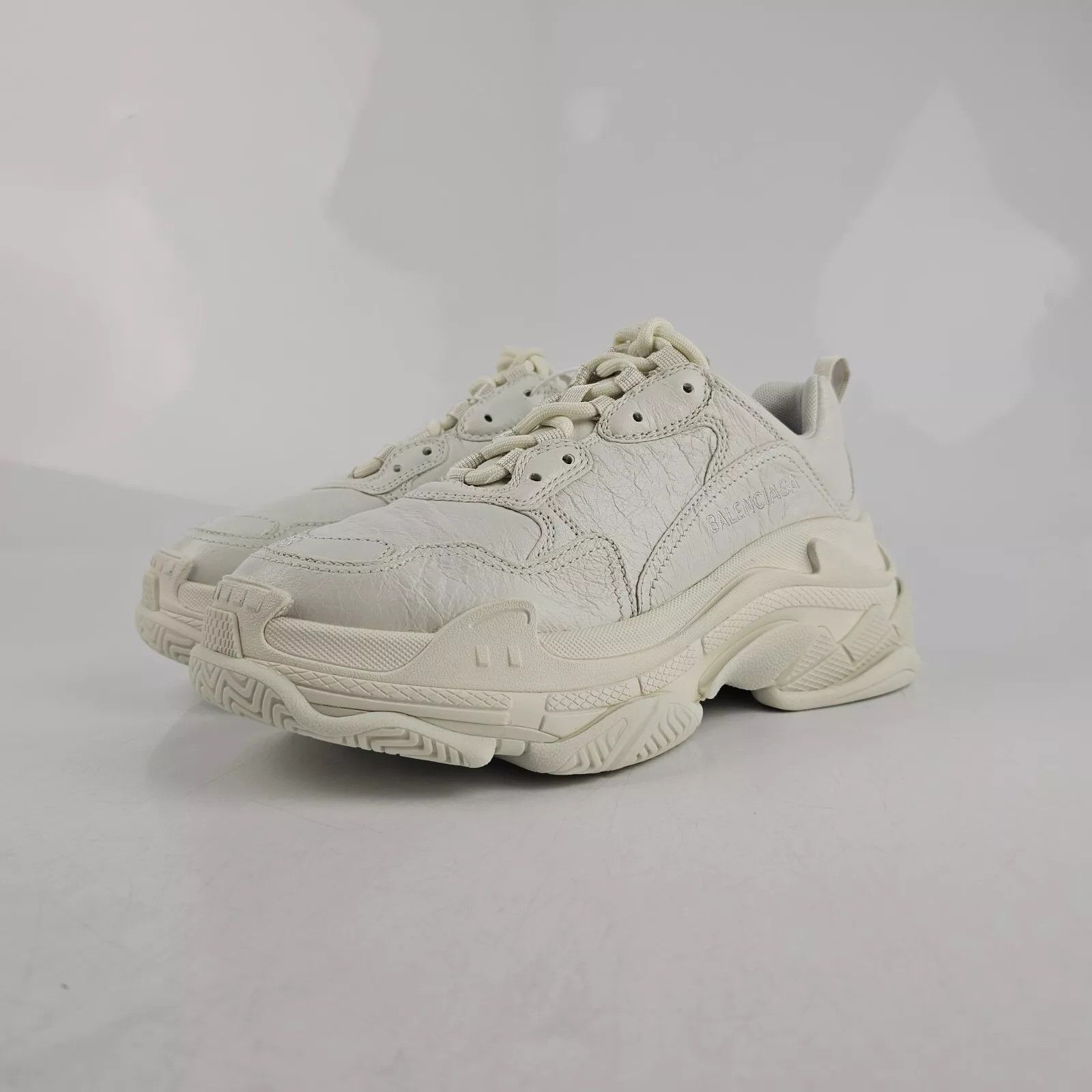 Balenciaga Triple S Optic White Leather Sneakers New