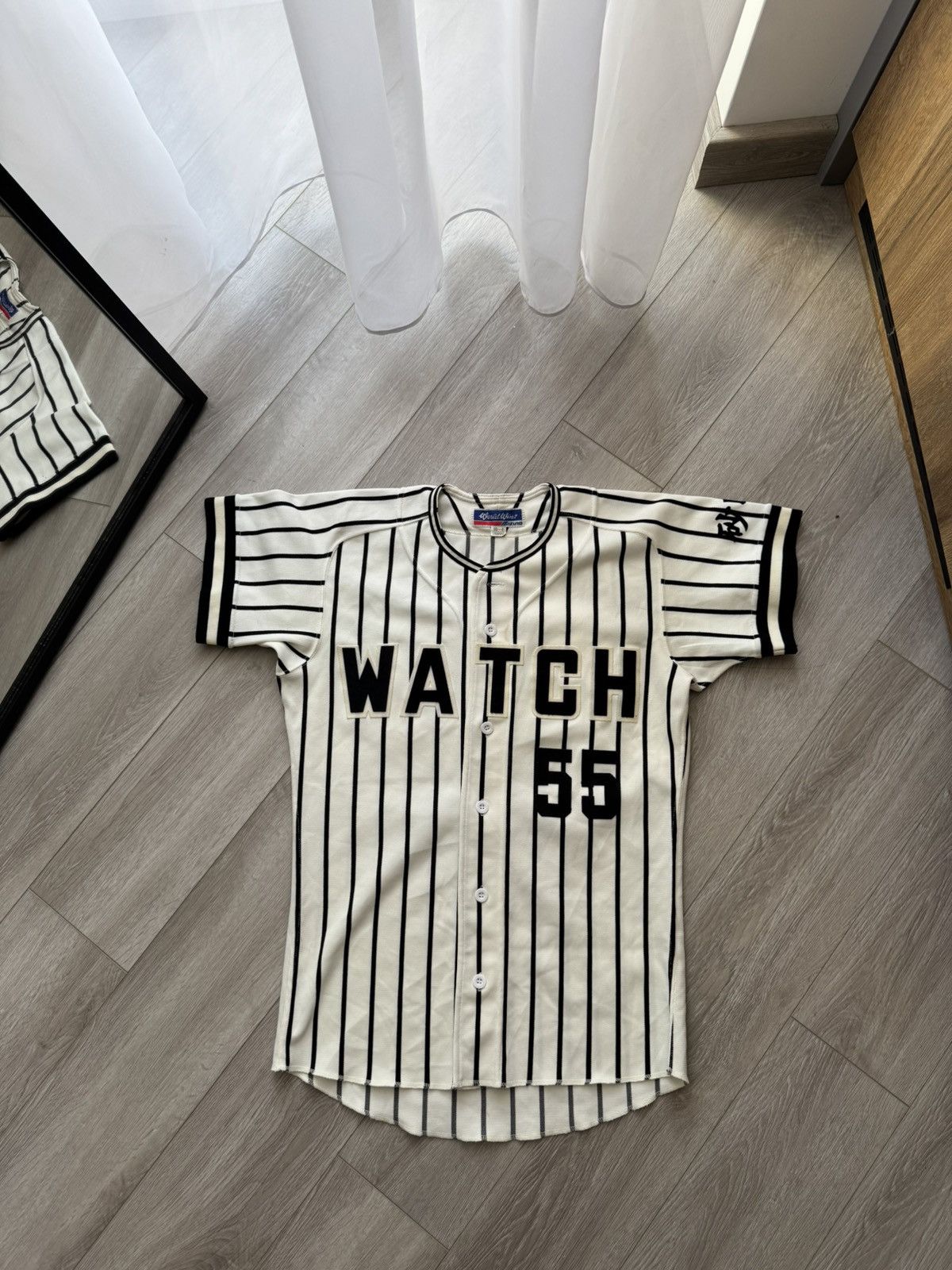 Mizuno 🔥 Mizuno “WATCH 55” Japan Game Jersey w/ Kanji – JASPO M Size US L / EU 52-54 / 3 - 1 Thumbnail