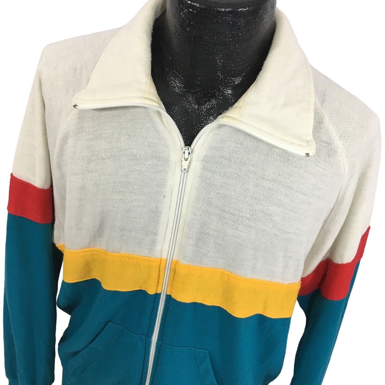 Other Vtg Sun Spots Aqua Blue COLOR BLOCK Zip Warm Up Jacket Size US XL / EU 56 / 4 - 4 Thumbnail