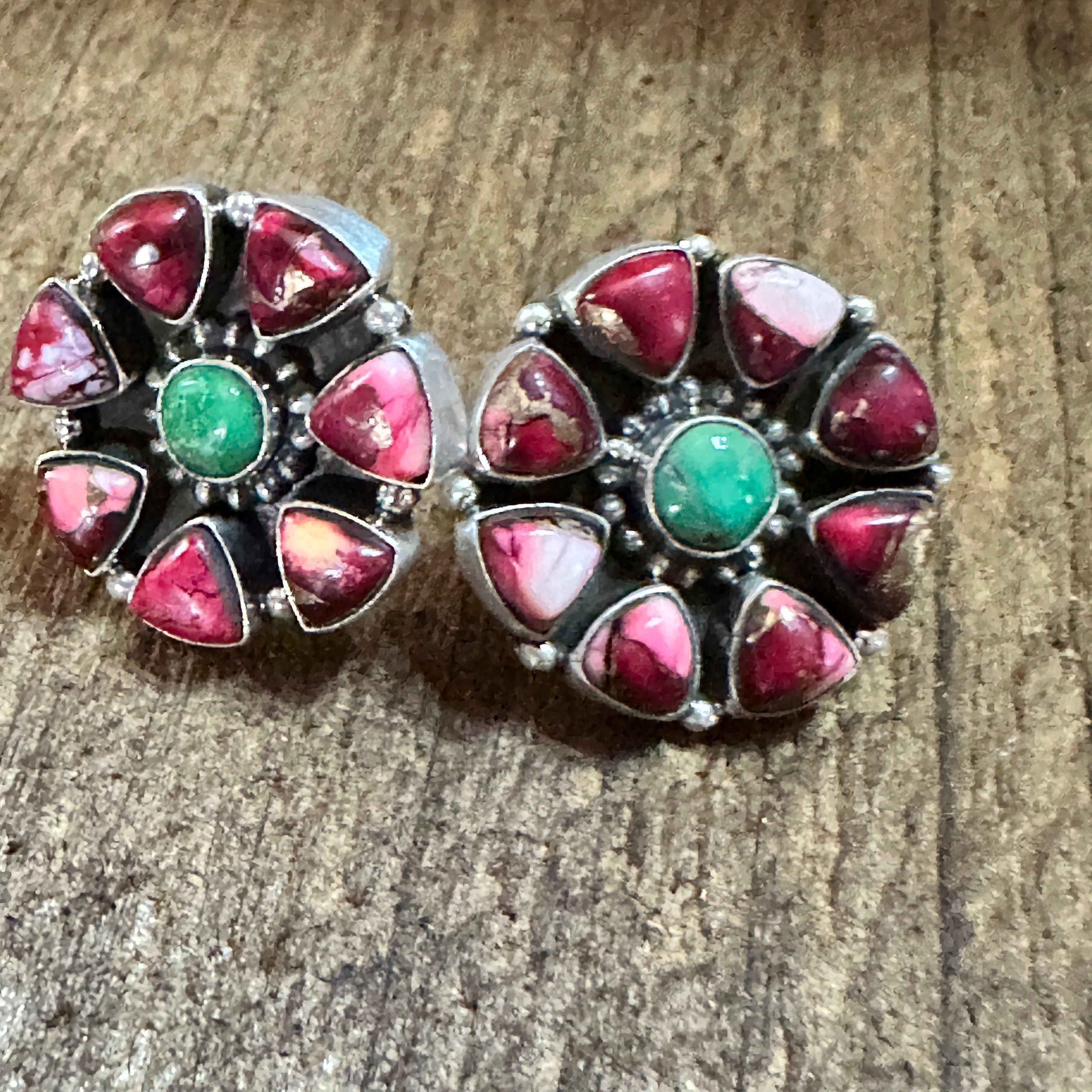 Other Handmade Sterling Silver Red Rose Dahlia With Emerald Valley Size ONE SIZE - 5 Thumbnail